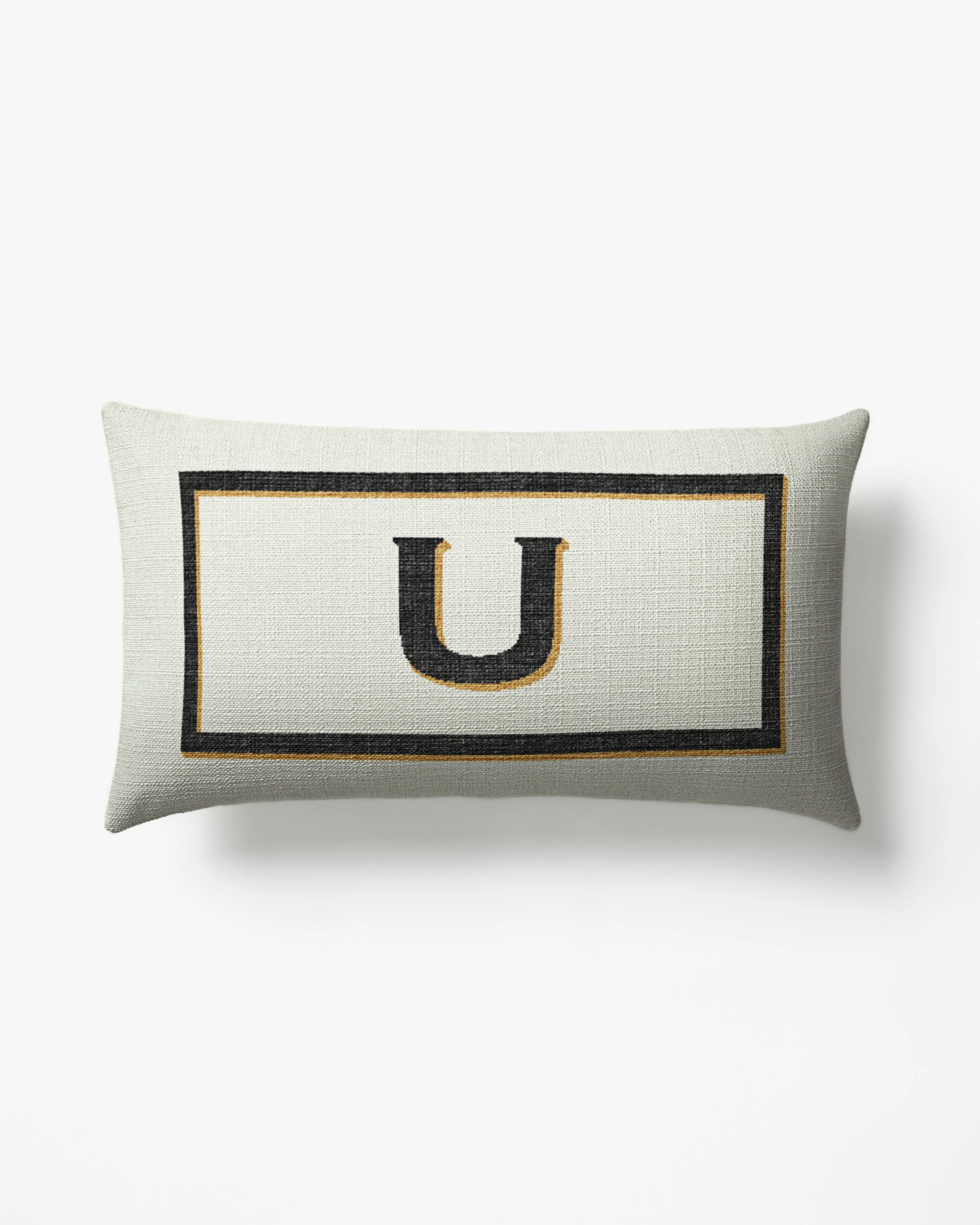 Classic Monogram Ivory Woven Throw Pillow, 12x21 by Jonathan Adler