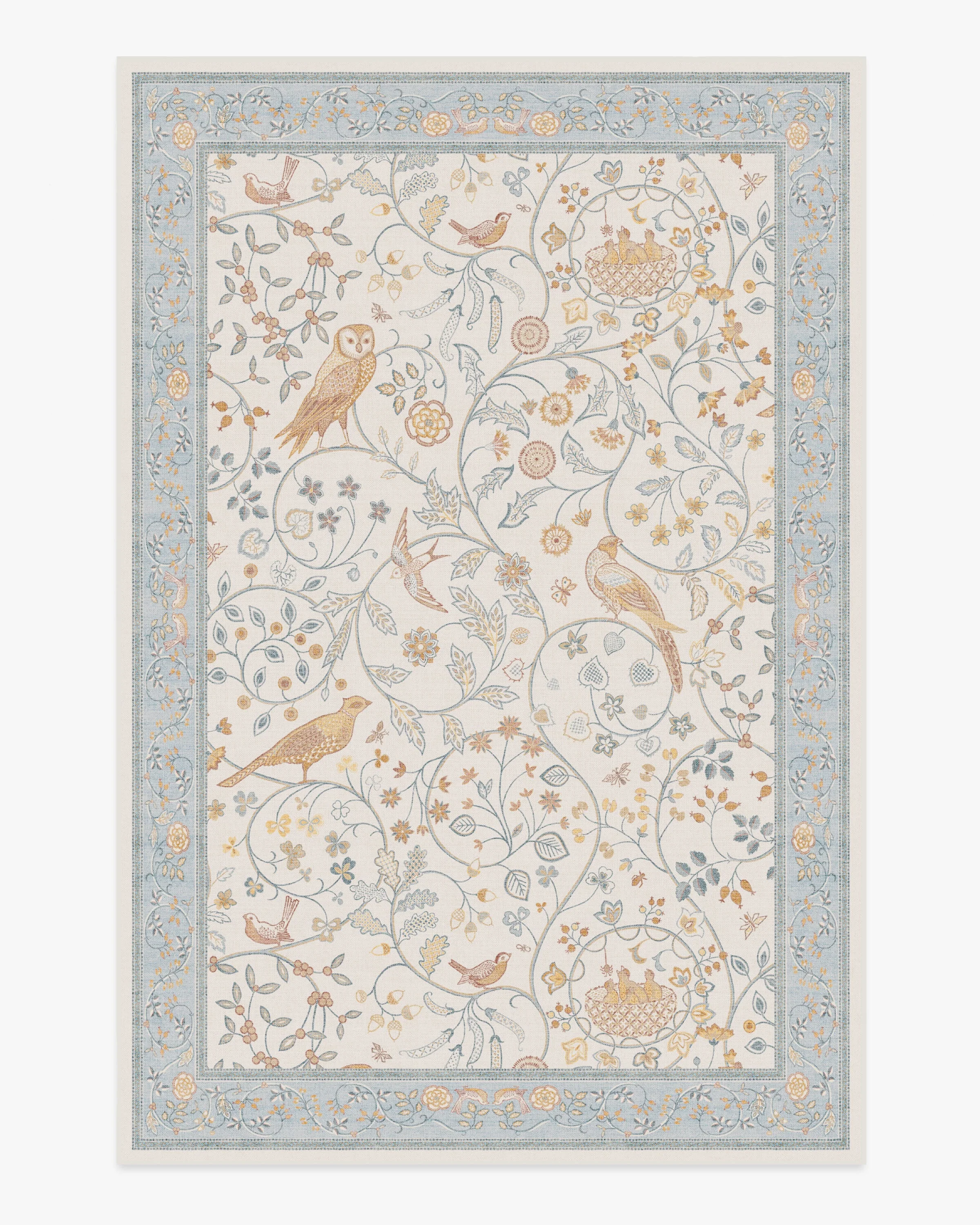 Newill Ivory & Blue Flatwoven Rug by Morris & Co.