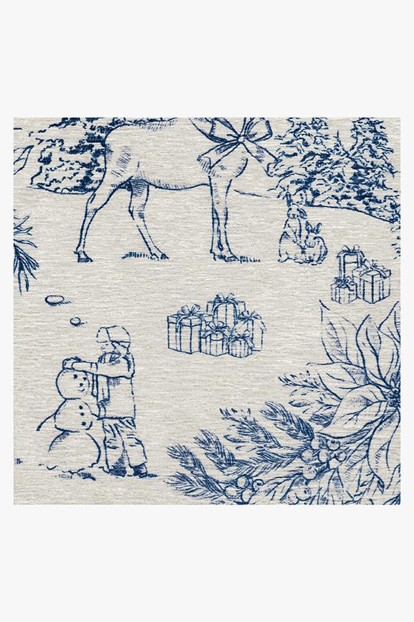 Winter Toile Blue Flatwoven Rug