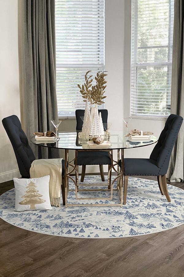 Winter Toile Blue Flatwoven Rug