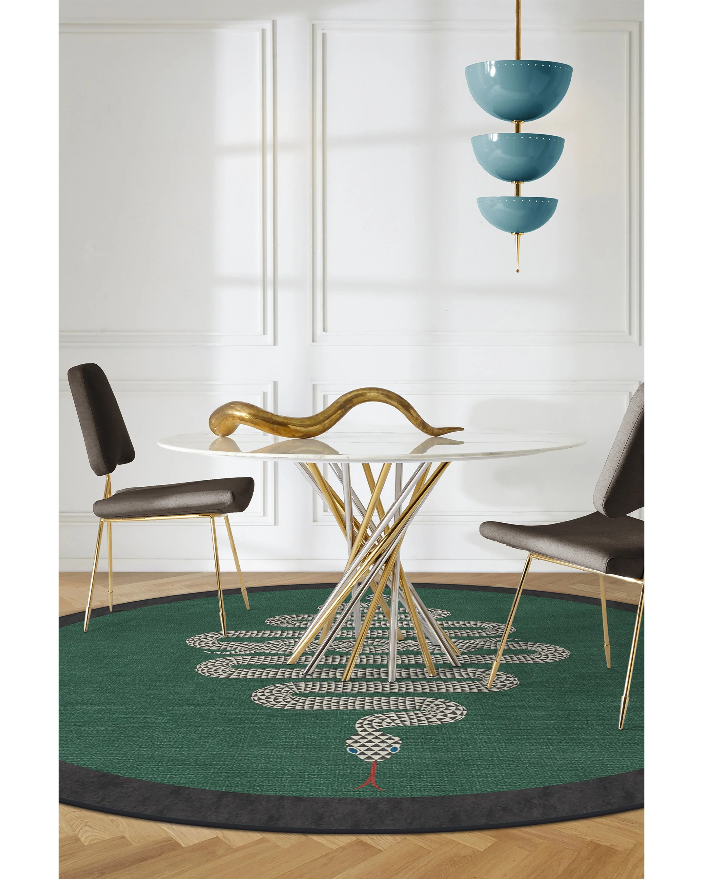 Venom Emerald Flatwoven Rug by Jonathan Adler