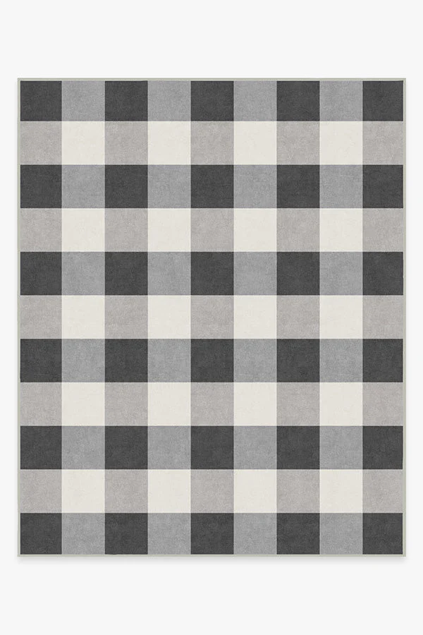 Buffalo Plaid Black & White Flatwoven Rug