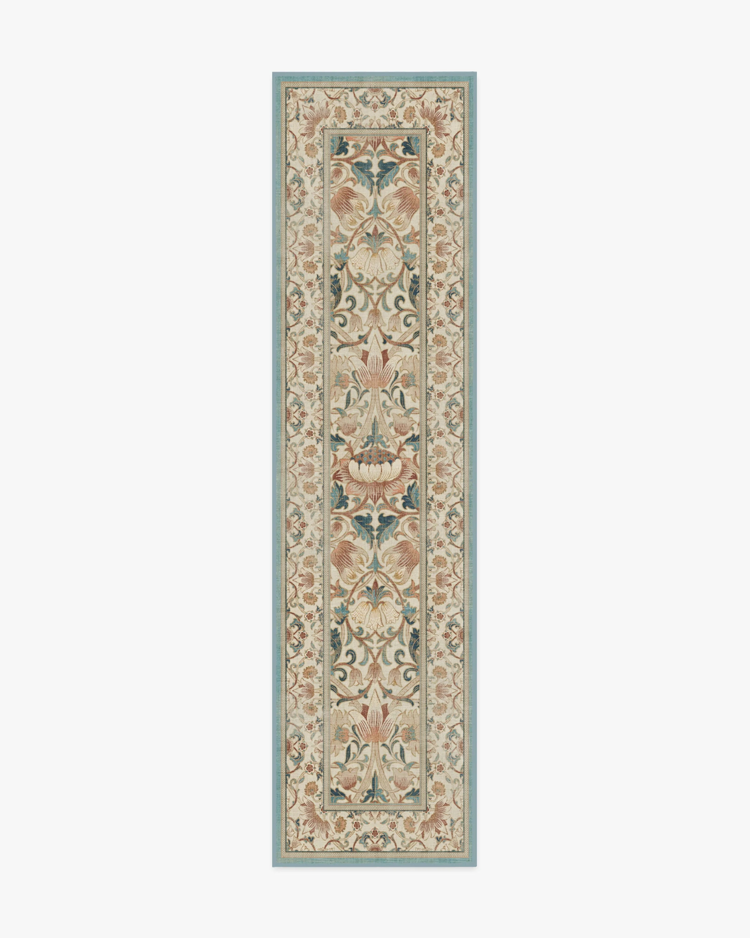 Lodden Soft Rose & Teal Rug by Morris & Co.