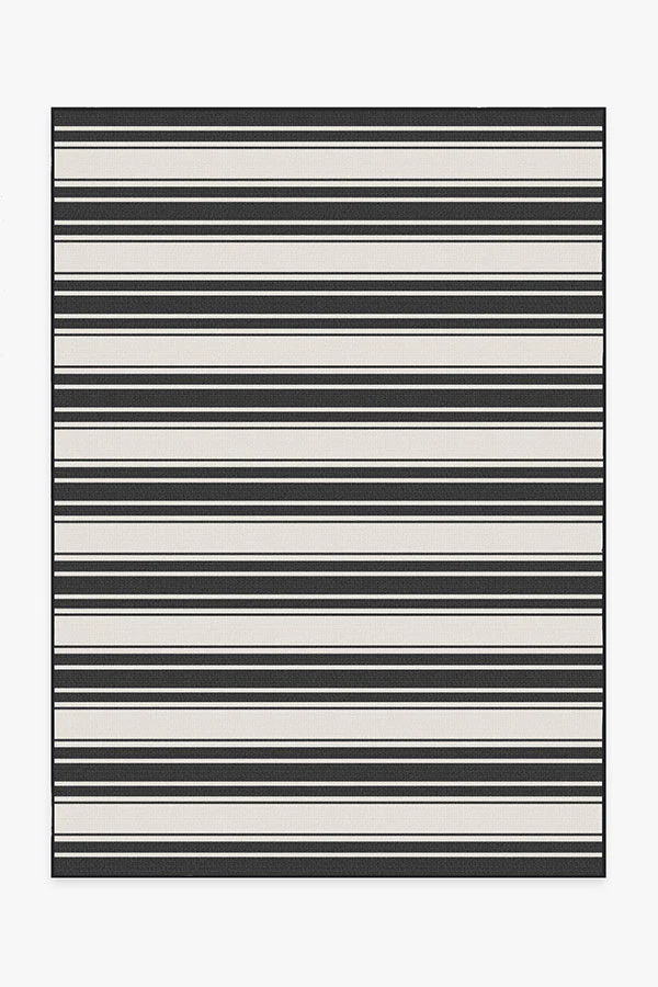 Marina Stripe Black Outdoor Rug