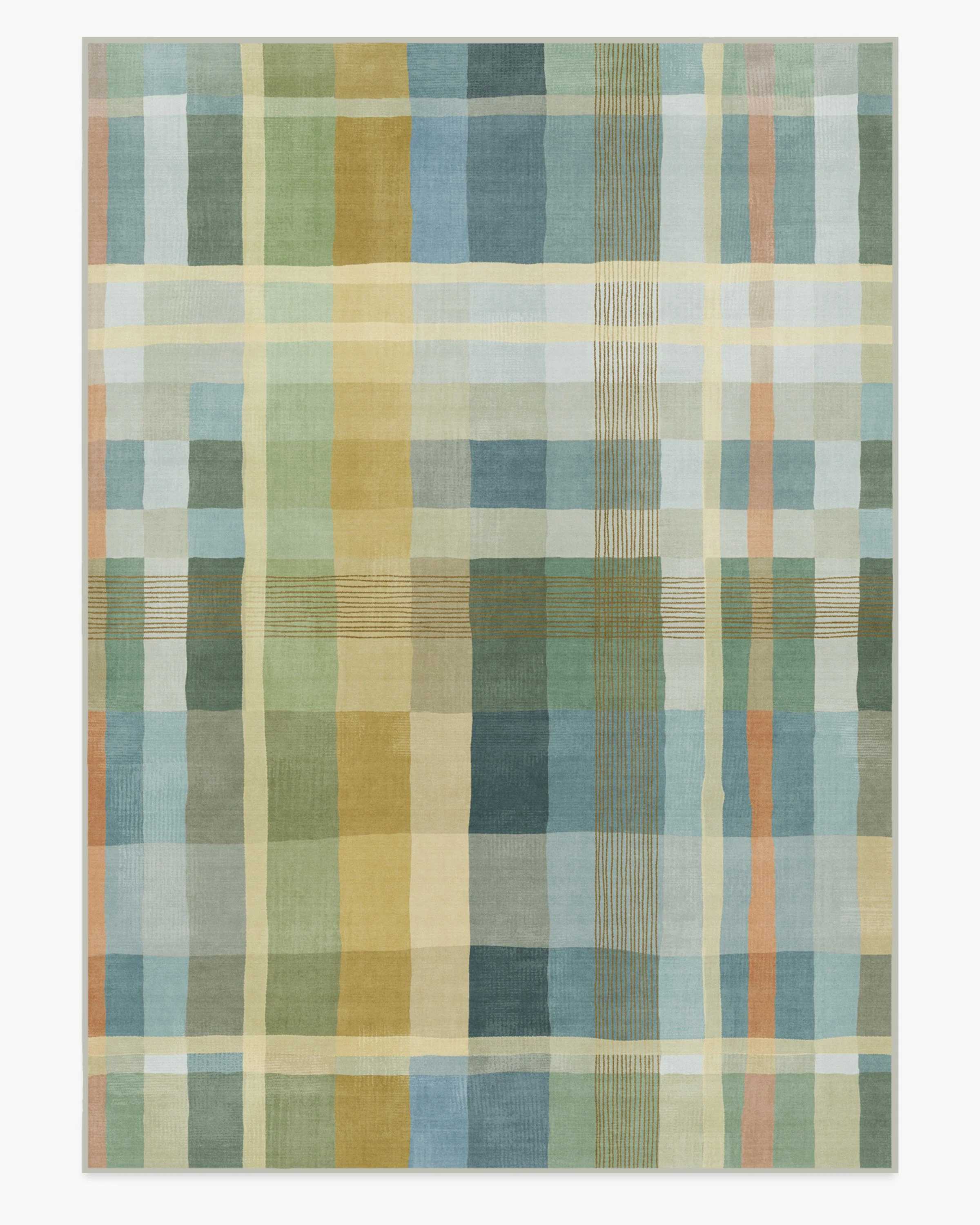 Margot Plaid Blue Flatwoven Rug