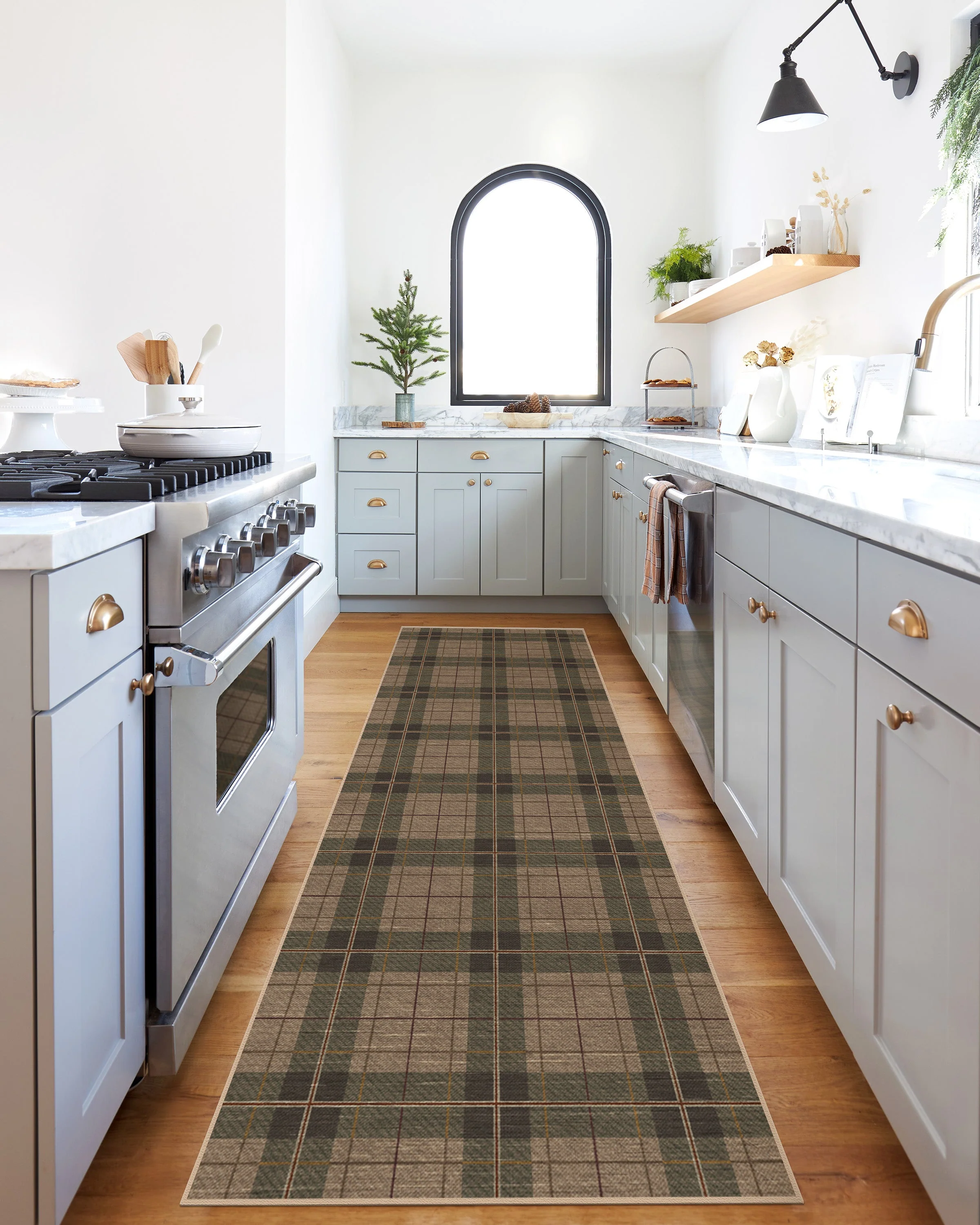 Alfie Plaid Natural & Green Flatwoven Rug