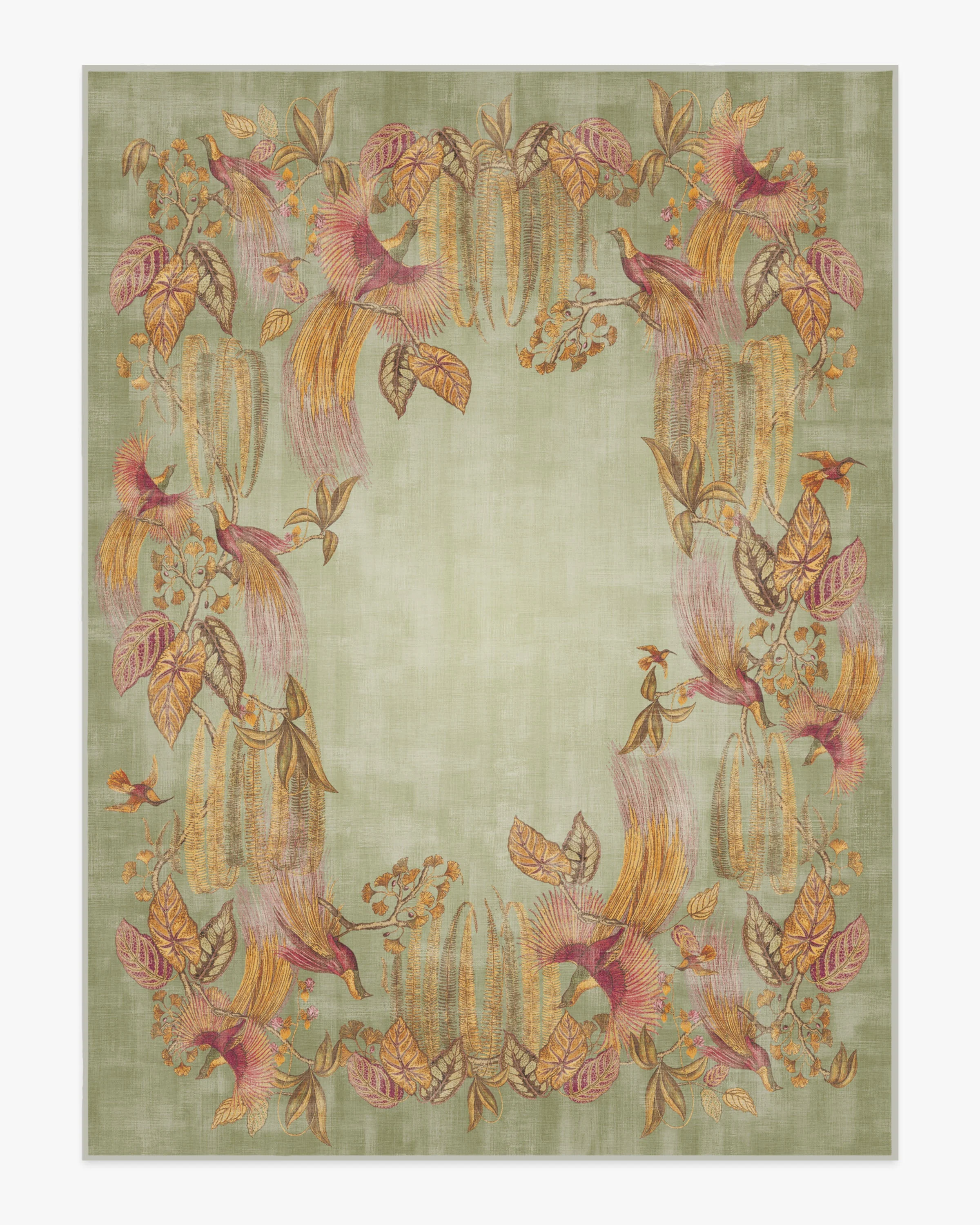Bird of Paradise Silver Fern Rug by Sanderson
