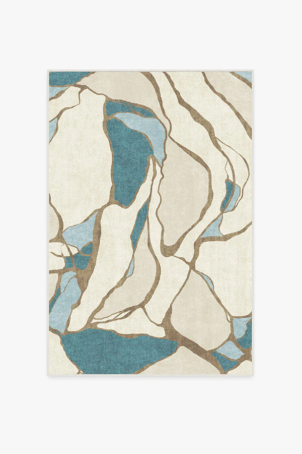Aude Teal & Ivory Flatwoven Rug by Nina Takesh