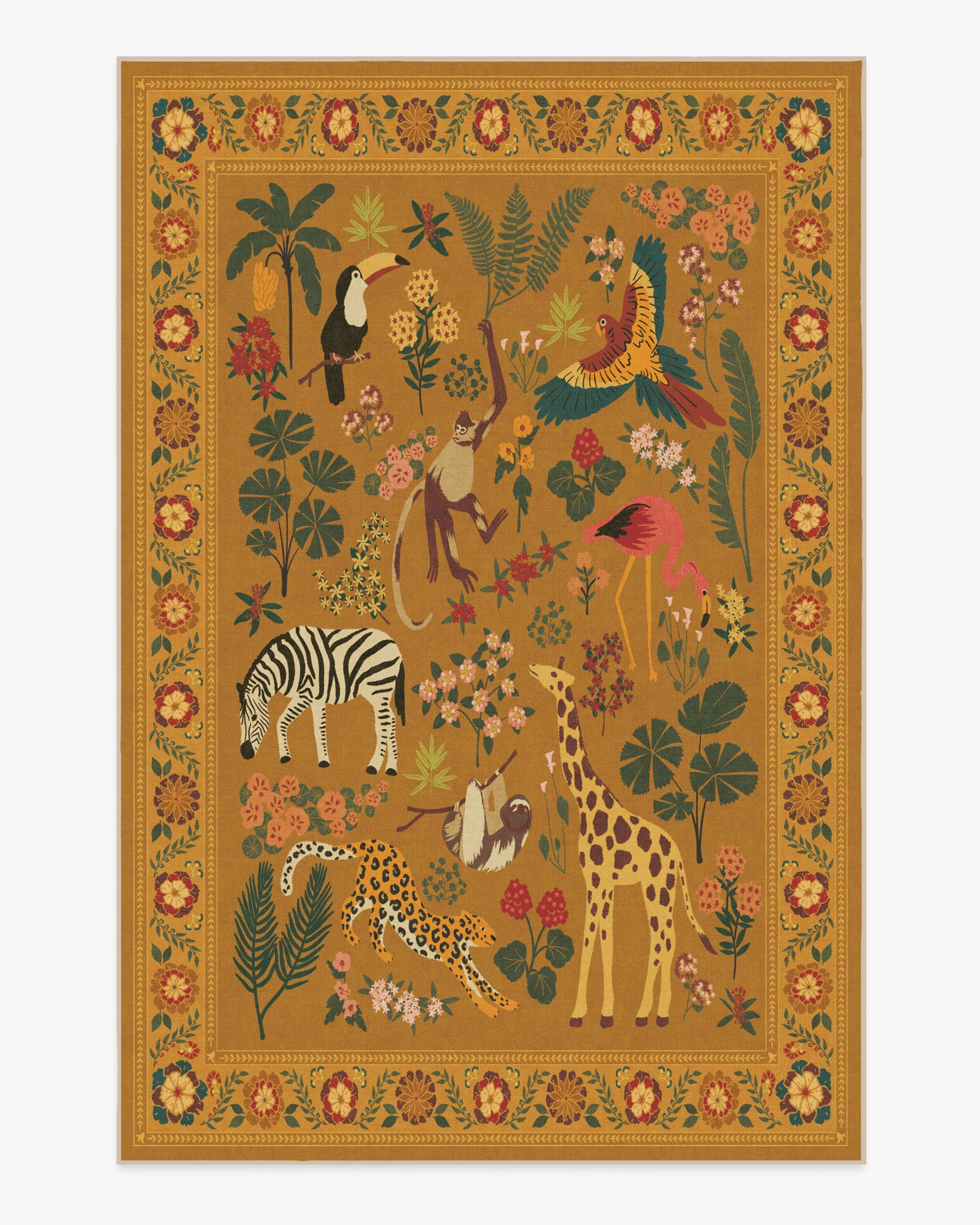 Jingle Jungle Ochre Flatwoven Rug by Iris Apfel