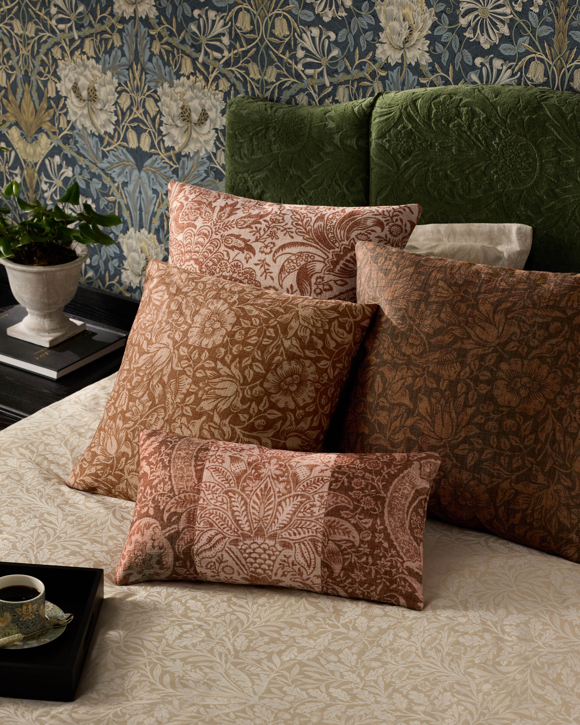 Indian Blush & Rust Woven Lumbar Throw Pillow by Morris & Co.