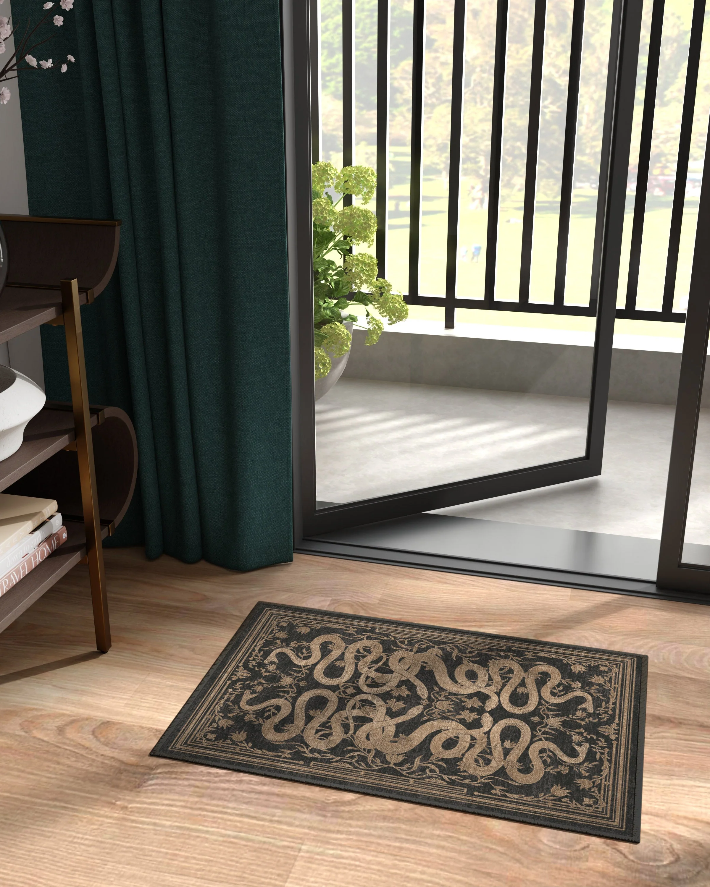 Sumaya Soft Black Flatwoven Rug by Martyn Lawrence Bullard