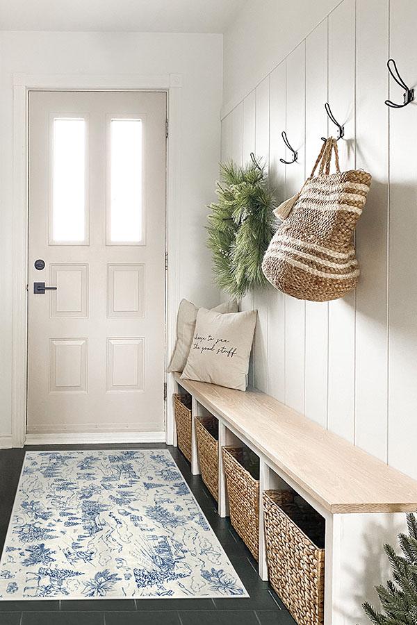 Winter Toile Blue Flatwoven Rug