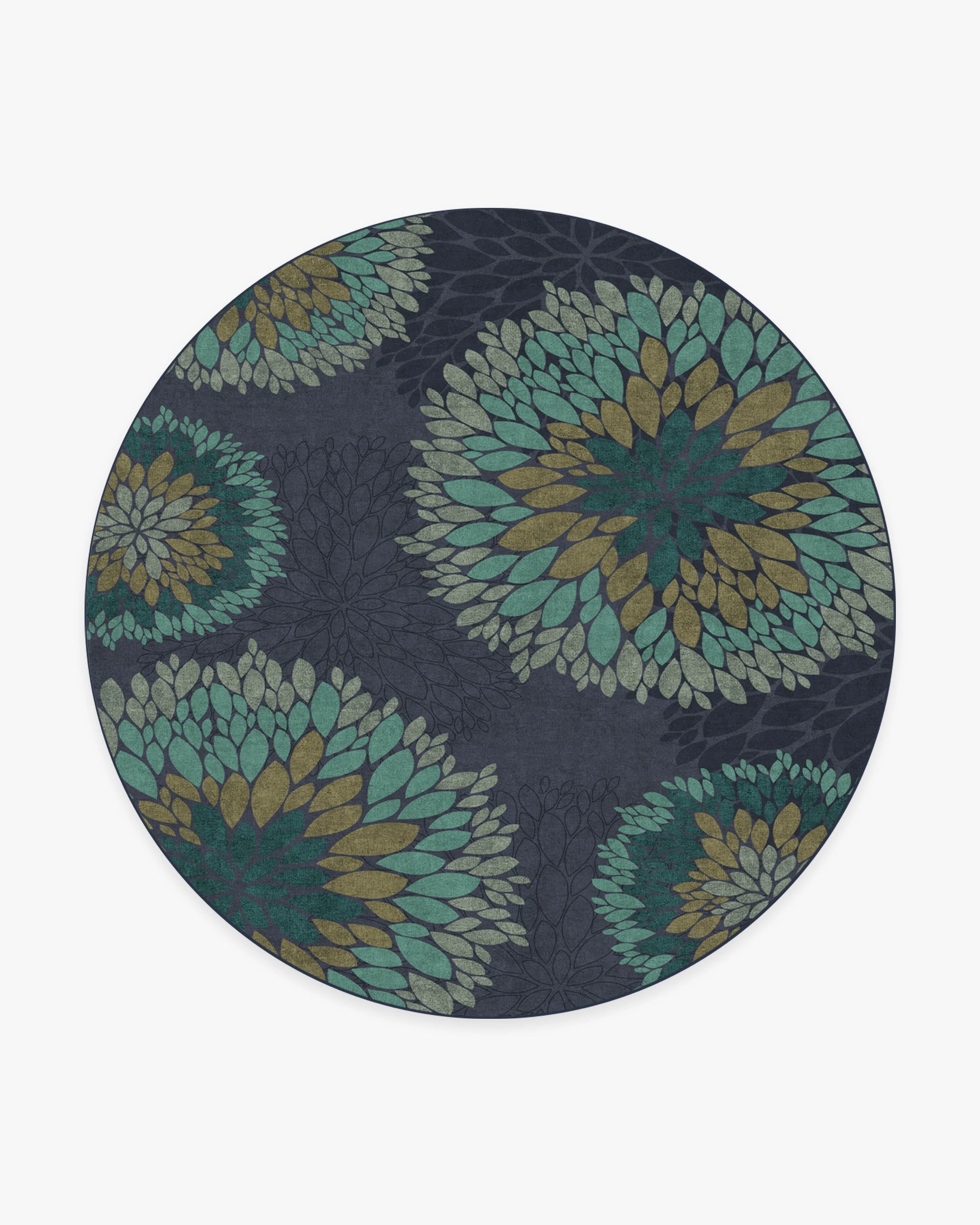 Floral Medallion Navy Rug