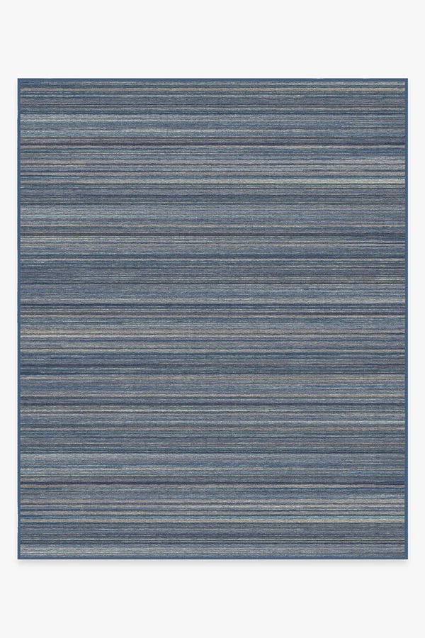 Multi Stripe Blue Flatwoven Rug