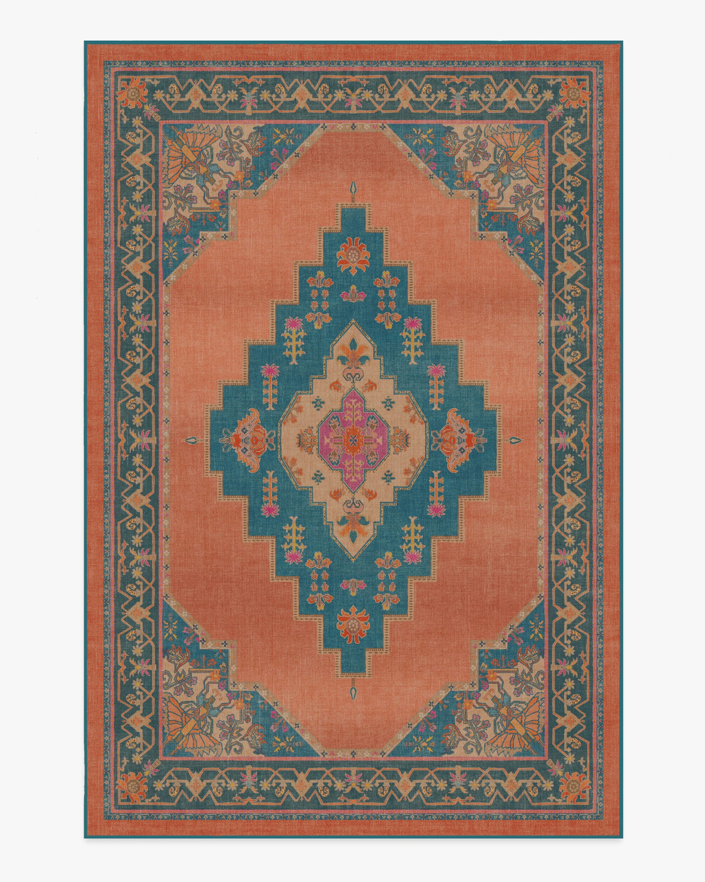 Sunset Bazaar Tropic Coral Flatwoven Rug by Matthew Williamson
