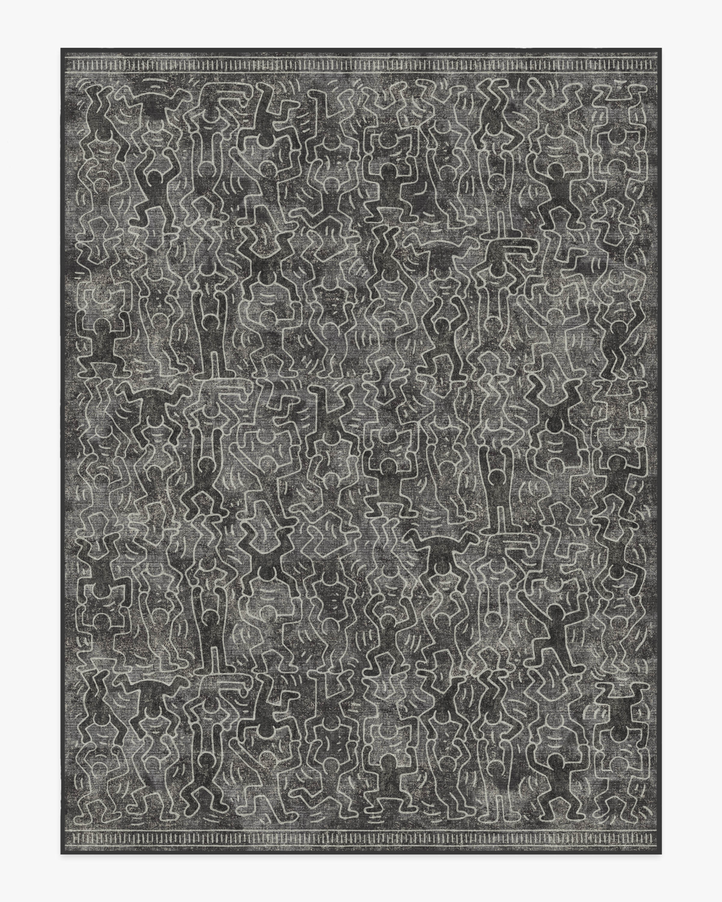 Balancing Act Black Rug by Keith Haring
