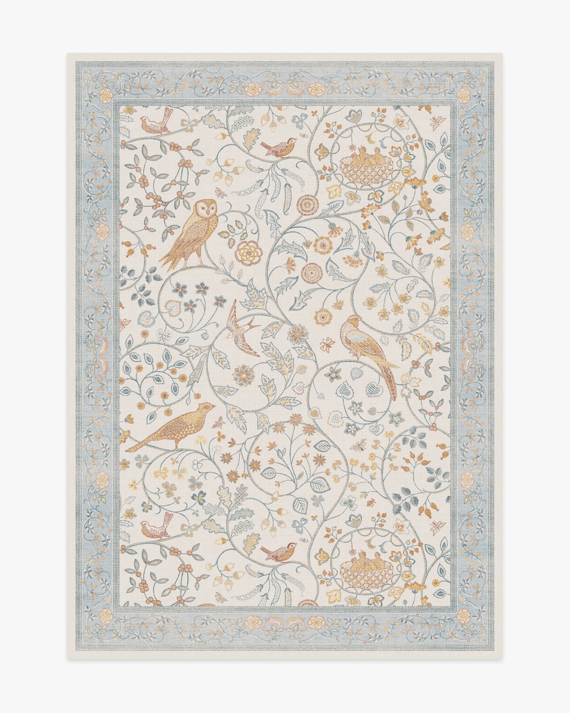 Newill Ivory & Blue Flatwoven Rug by Morris & Co.