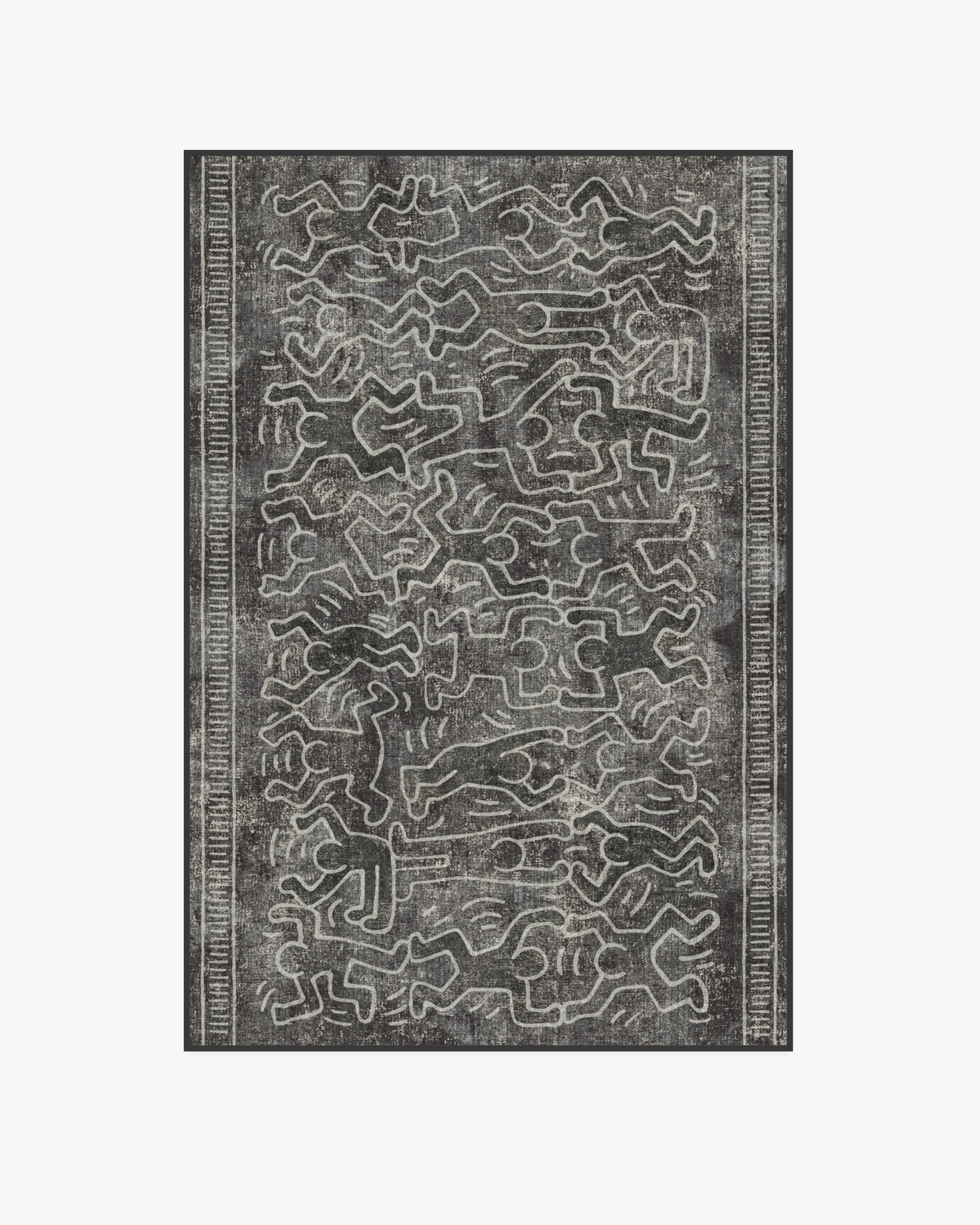 Balancing Act Black Flatwoven Rug by Keith Haring