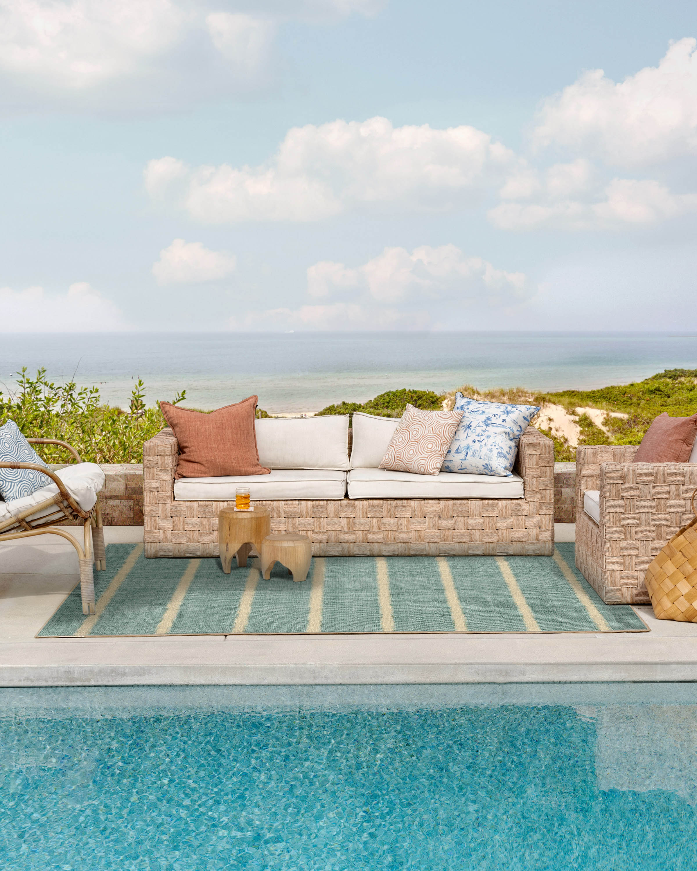 Malibu Blue Re-Jute Rug by Gray Malin