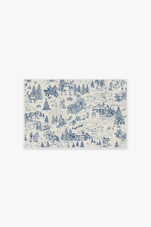 Winter Toile Blue Flatwoven Rug