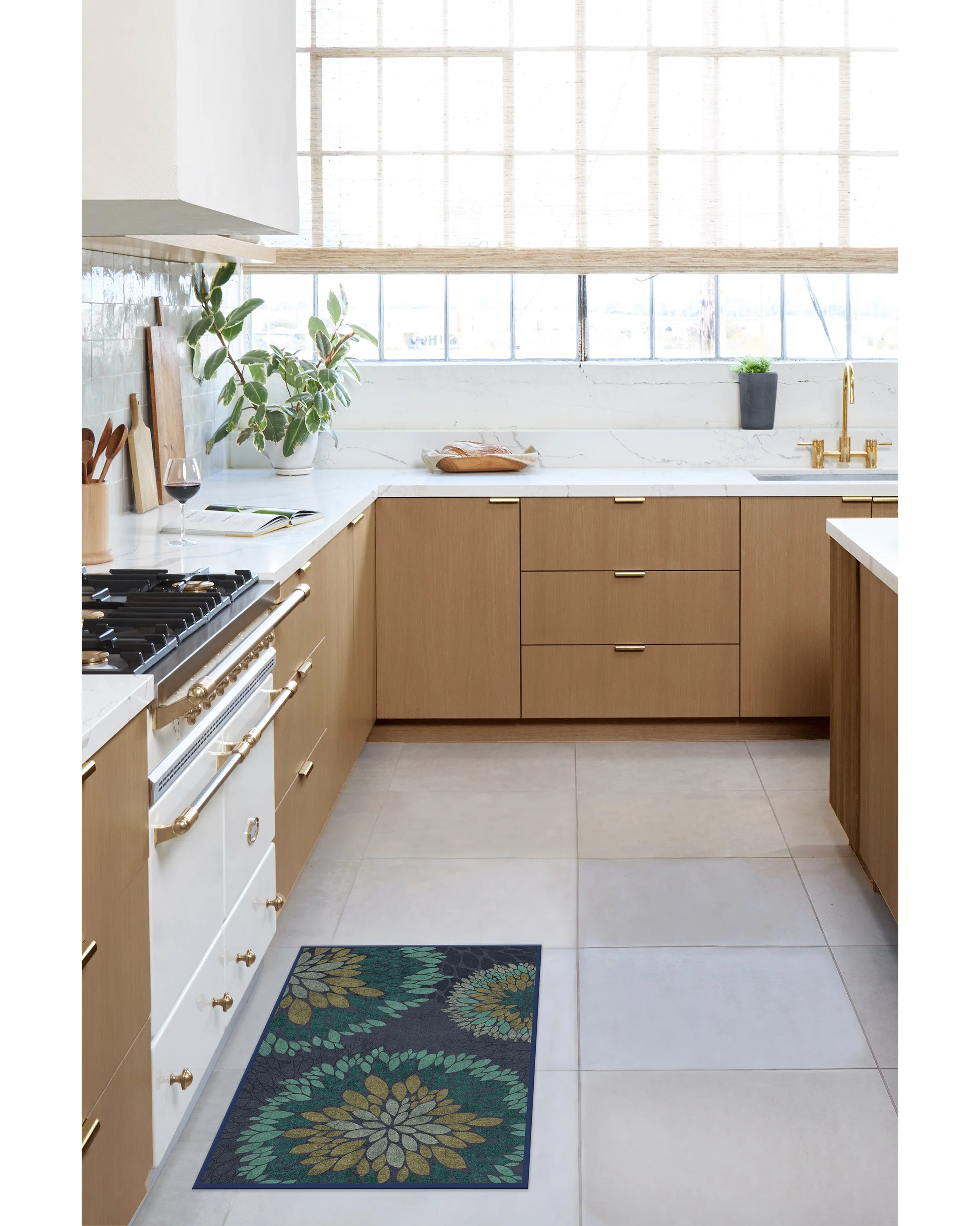 Floral Medallion Navy Rug