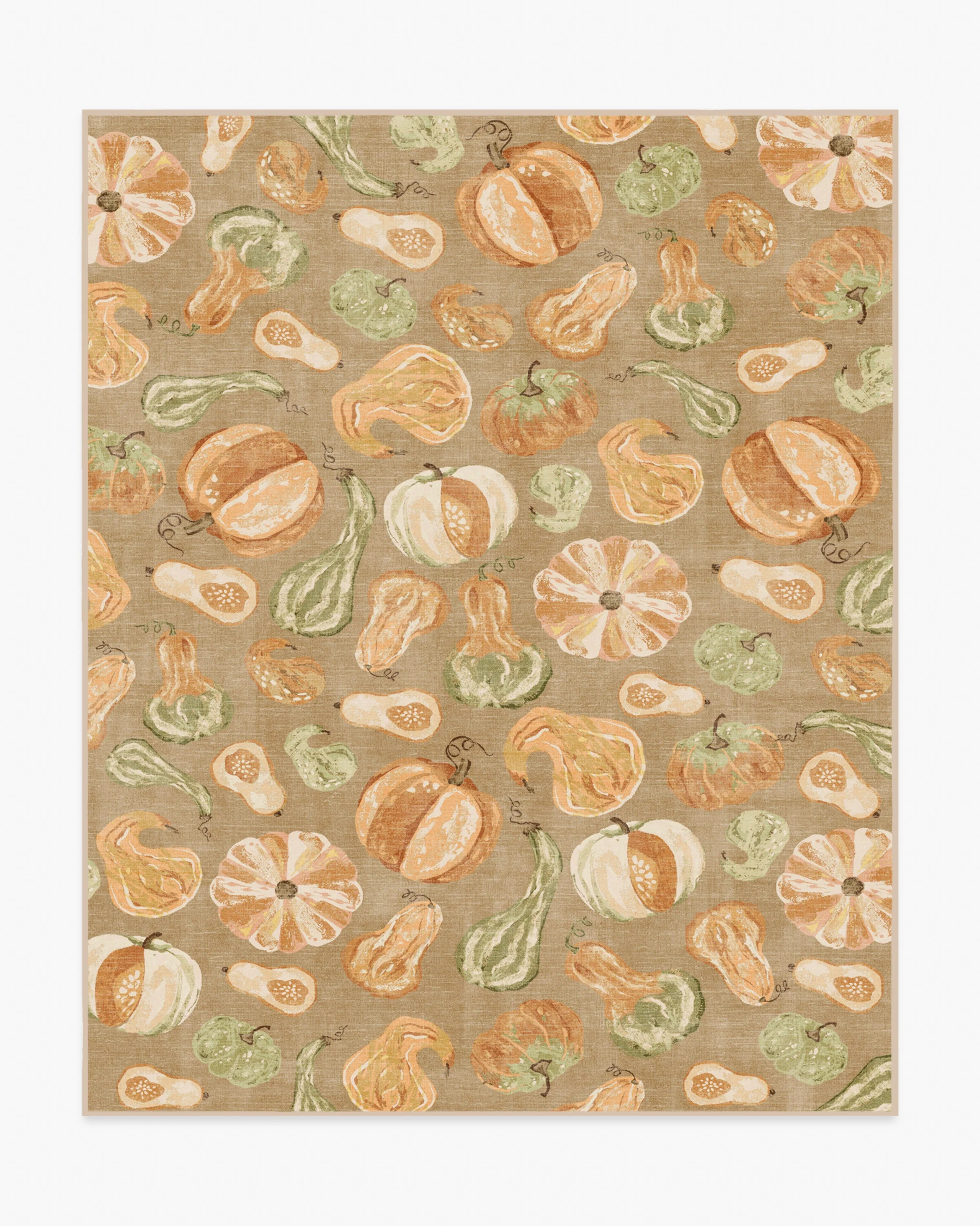 Harvest Veggies Orange & Green Flatwoven Rug