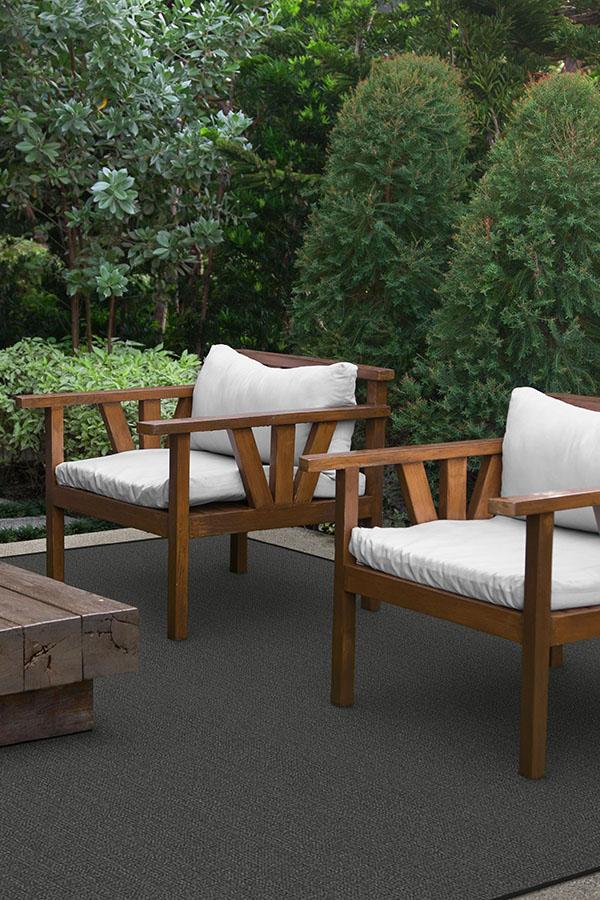 Denim Solid Black Outdoor Rug