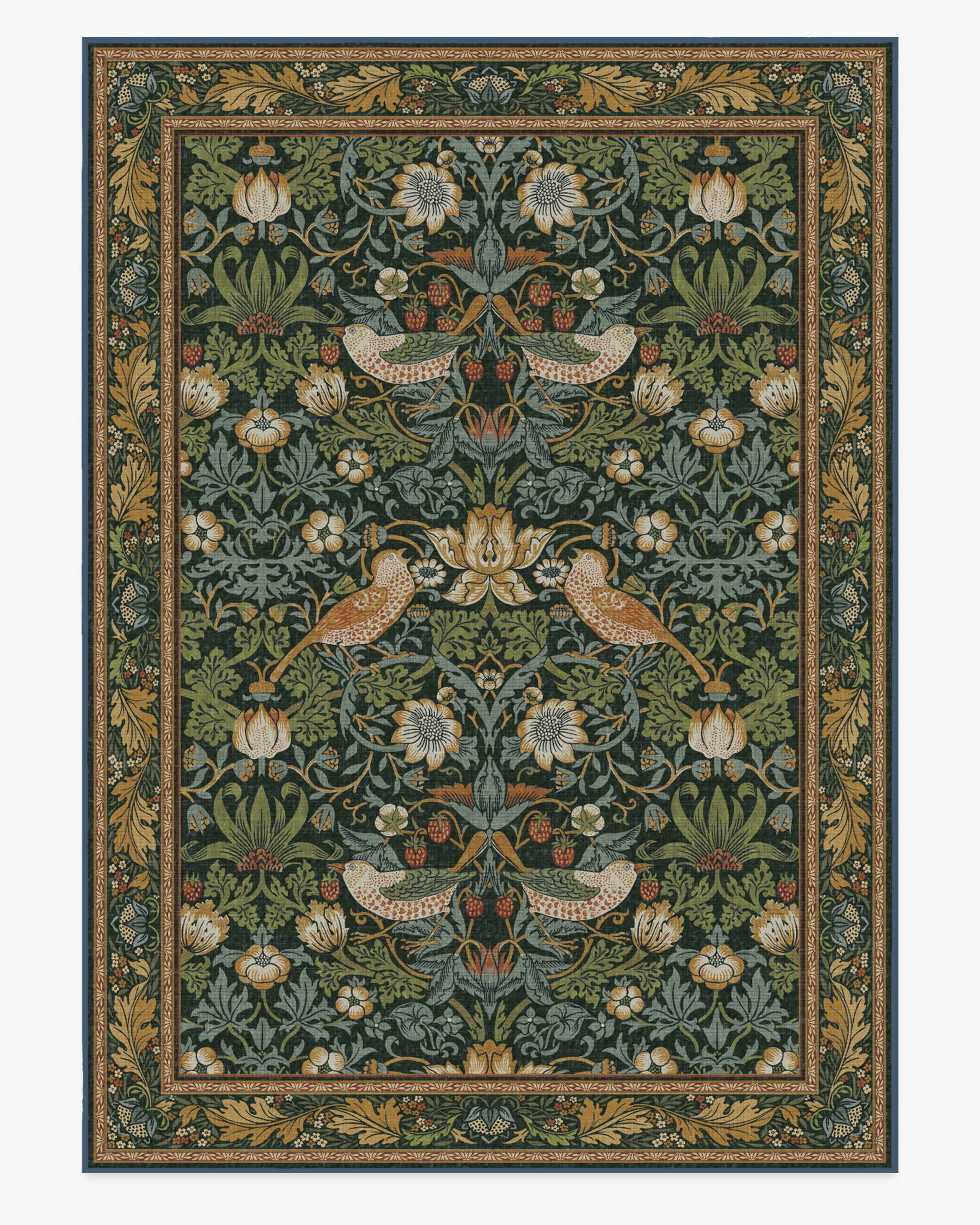 Strawberry Thief Indigo Flatwoven Rug by Morris & Co.
