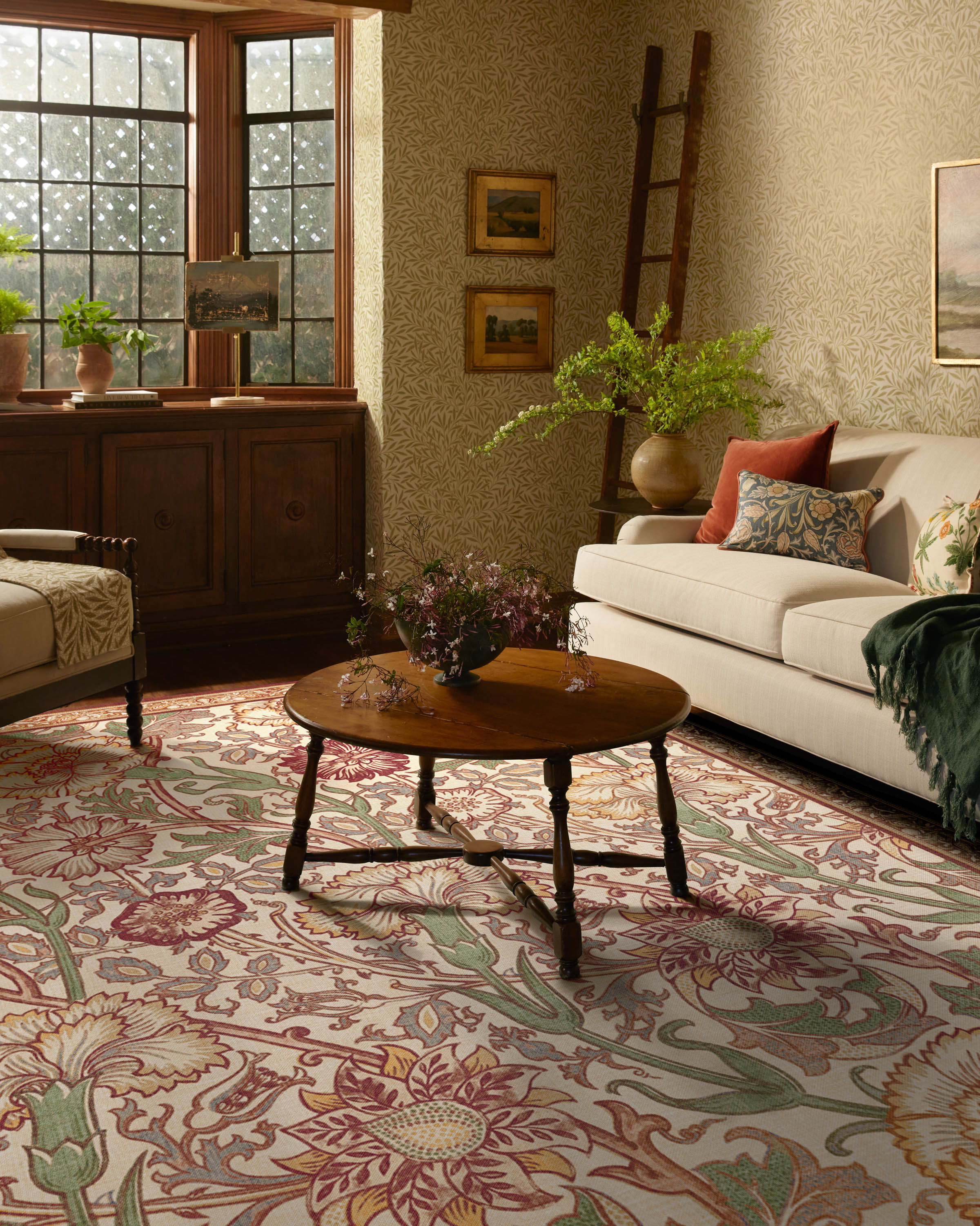 Pink & Rose Burgundy Flatwoven Rug by Morris & Co.