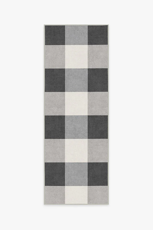 Buffalo Plaid Black & White Flatwoven Rug