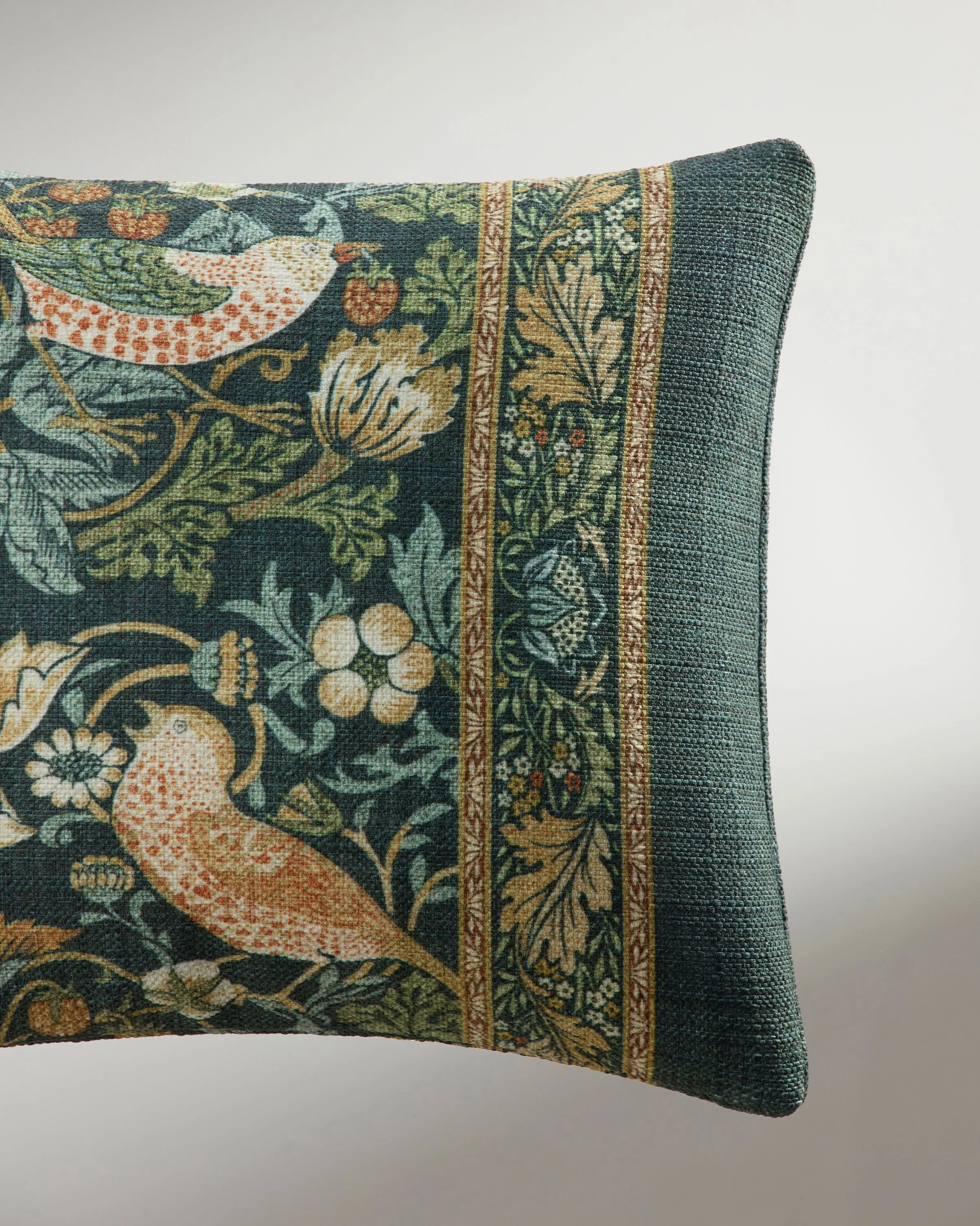 Strawberry Thief Slate Blue Woven Lumbar Throw Pillow by Morris & Co.