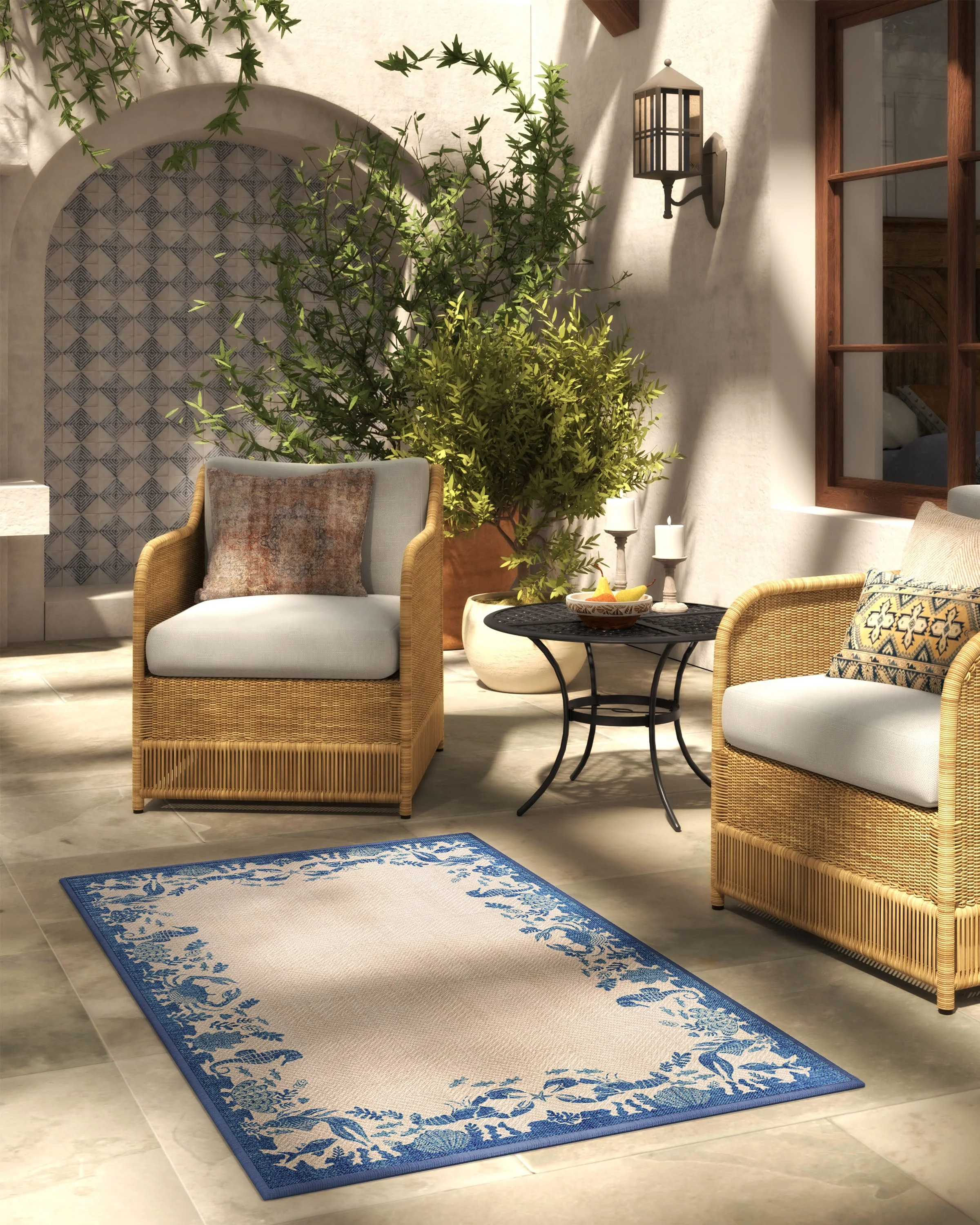 Ionia Sapphire & Natural Outdoor Rug