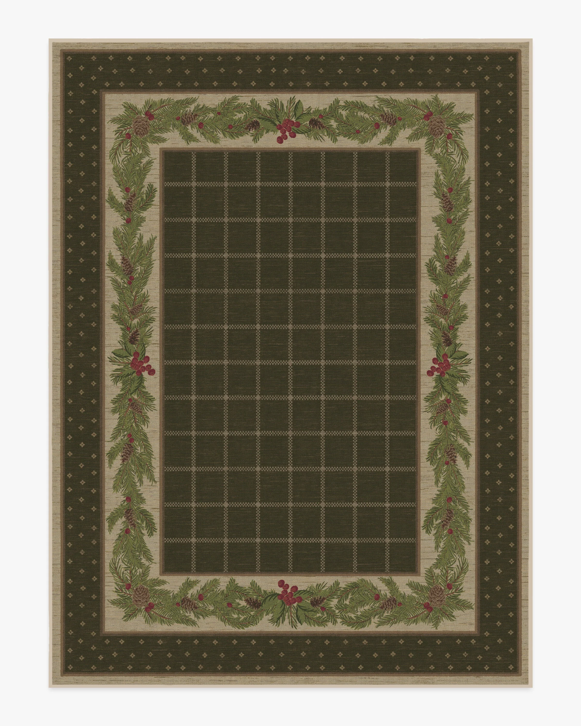 Pine Border Dark Olive Rug