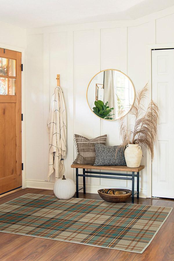 Dress Stewart Tartan Khaki Flatwoven Rug