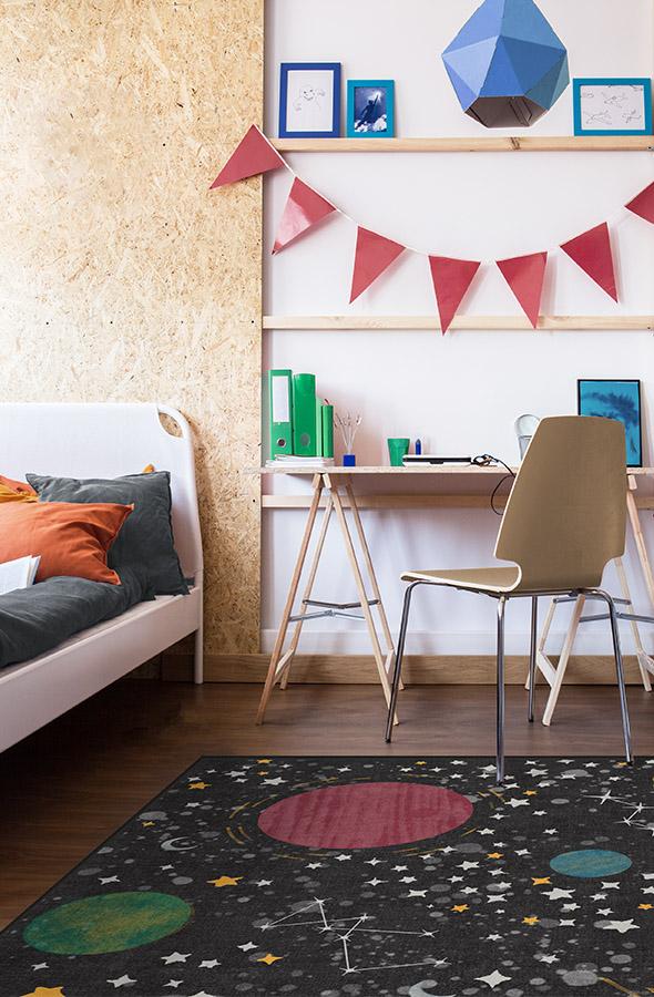 Outer Space Black Flatwoven Rug