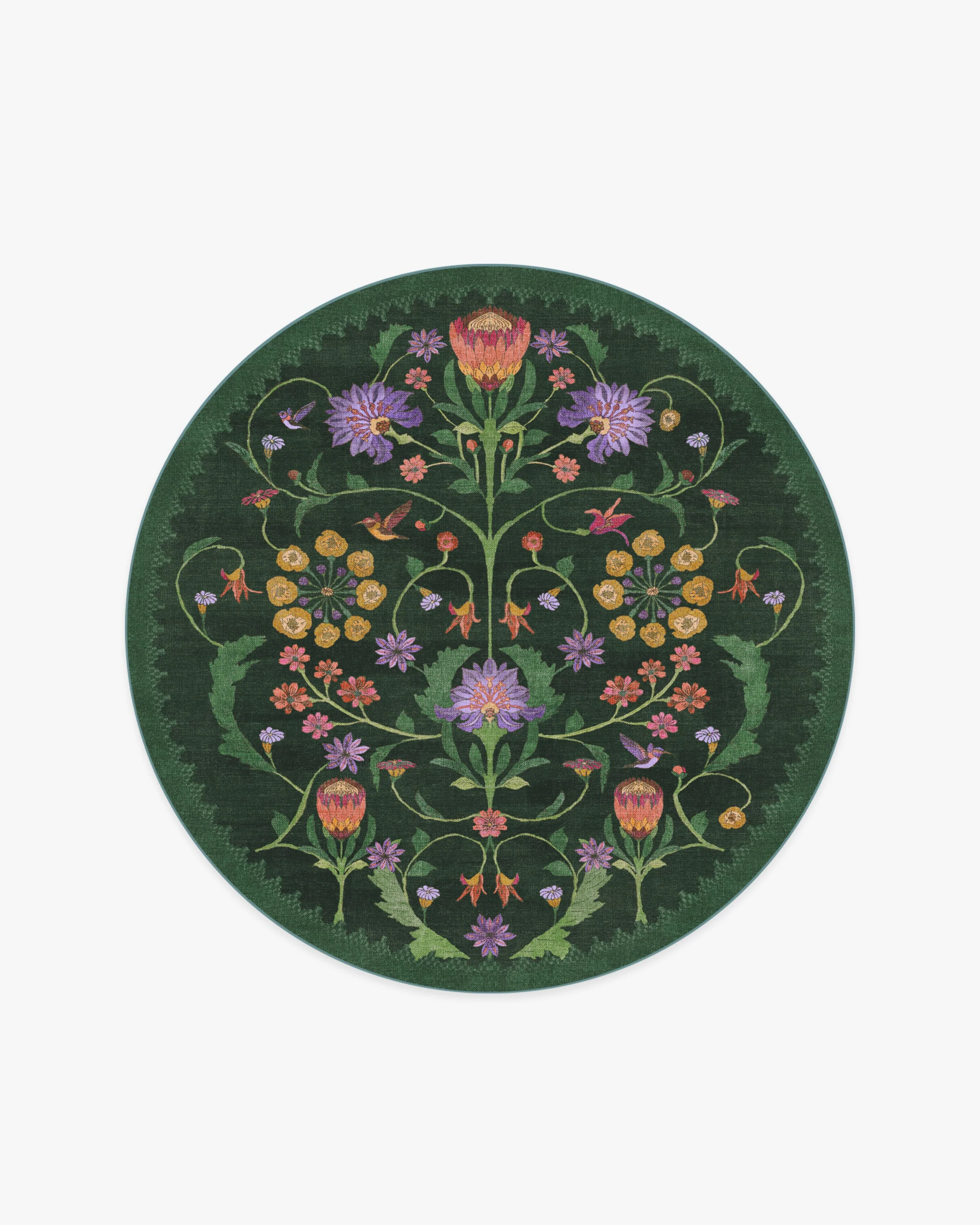 Protea Forest Green Flatwoven Rug by Iris Apfel