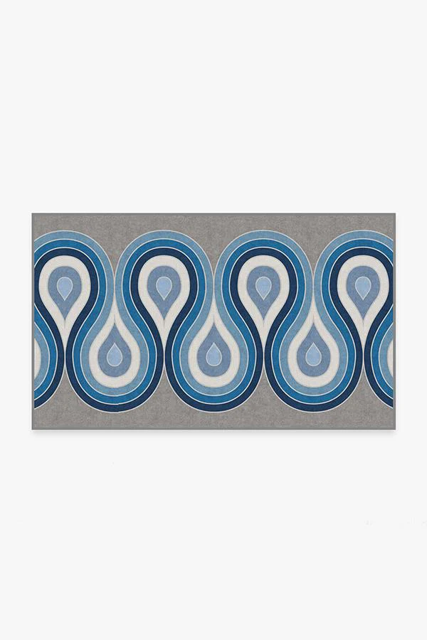 Milano Blue Steel Flatwoven Rug by Jonathan Adler