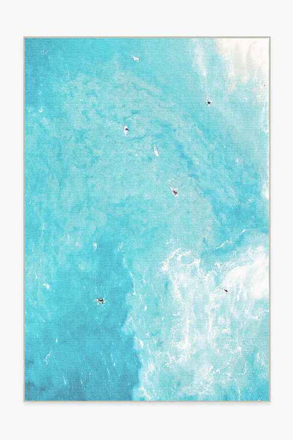 Surfers Ocean Blue Outdoor Rug by Gray Malin