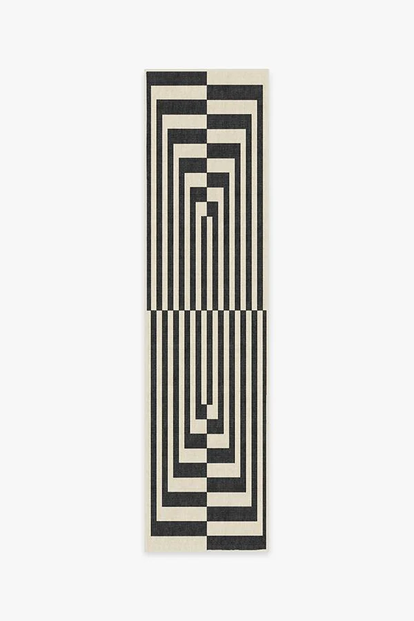 Op Art Charcoal Flatwoven Rug by Jonathan Adler