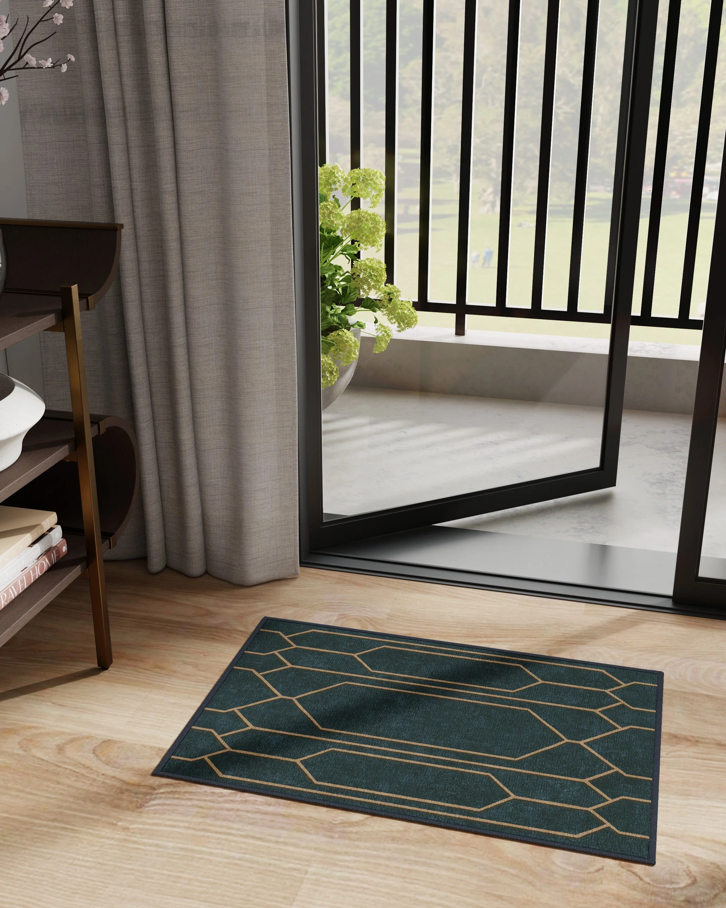 Bryant Marine Blue & Gold Flatwoven Rug by The Hiltons