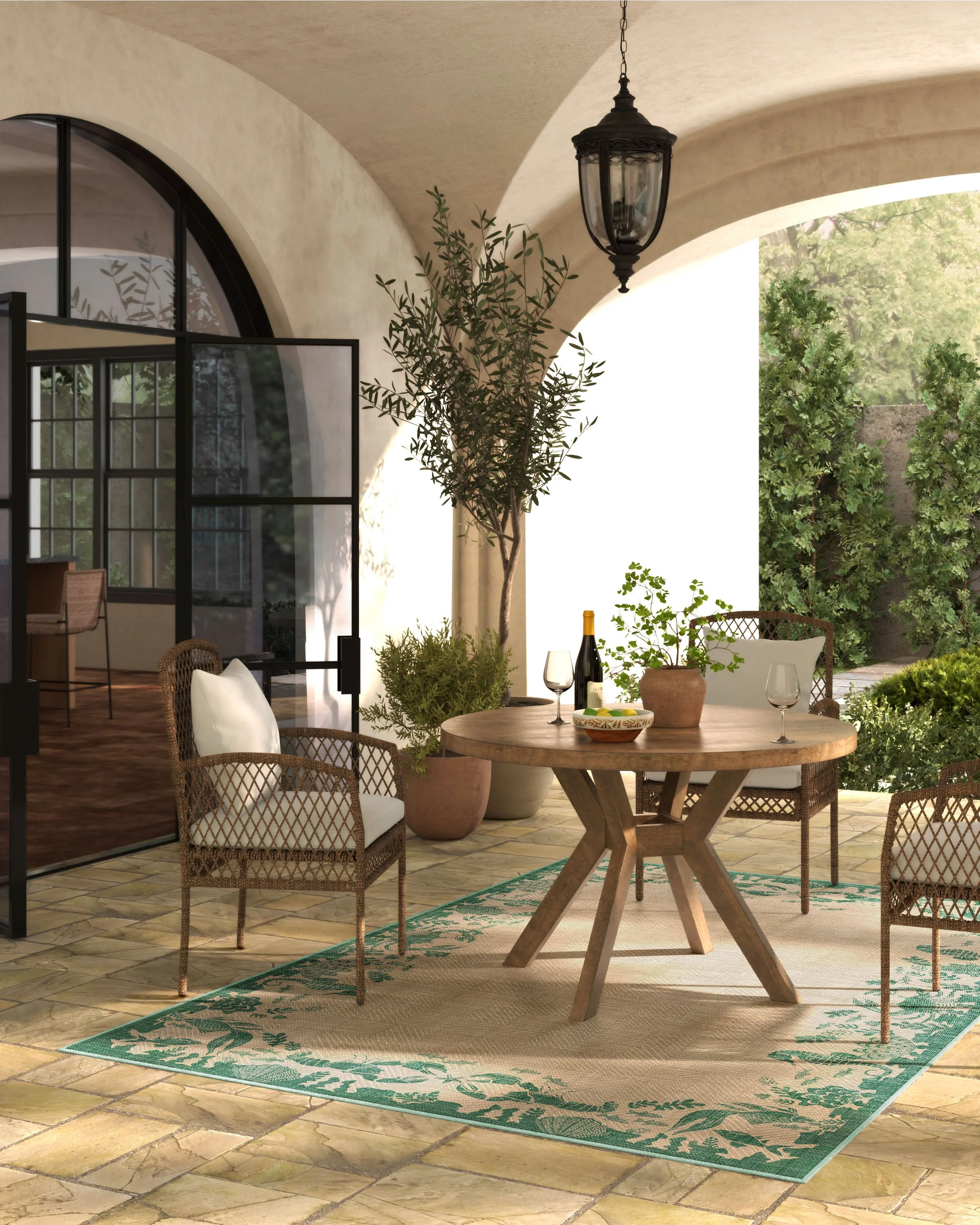 Ionia Emerald & Tan Outdoor Rug
