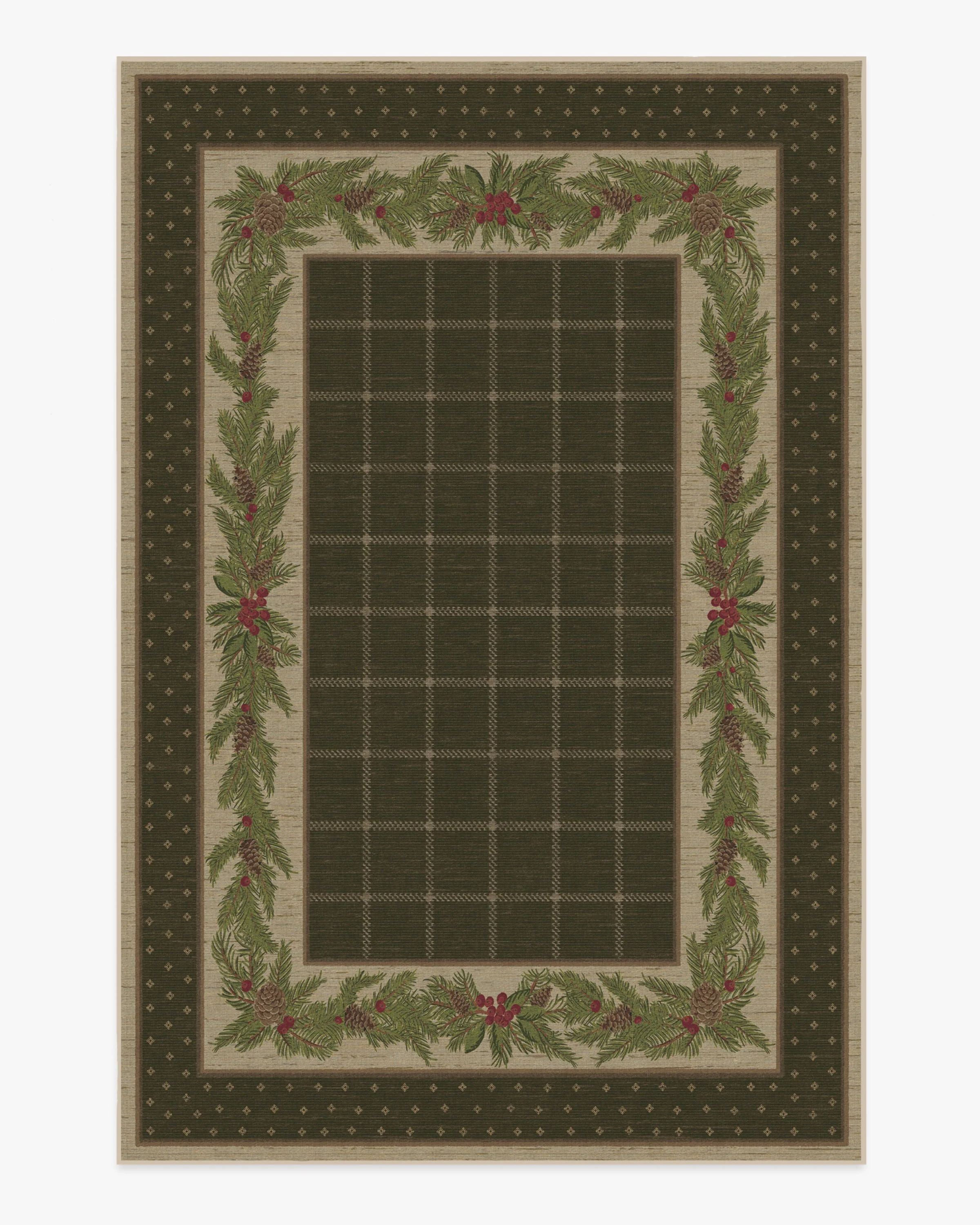 Pine Border Dark Olive Rug