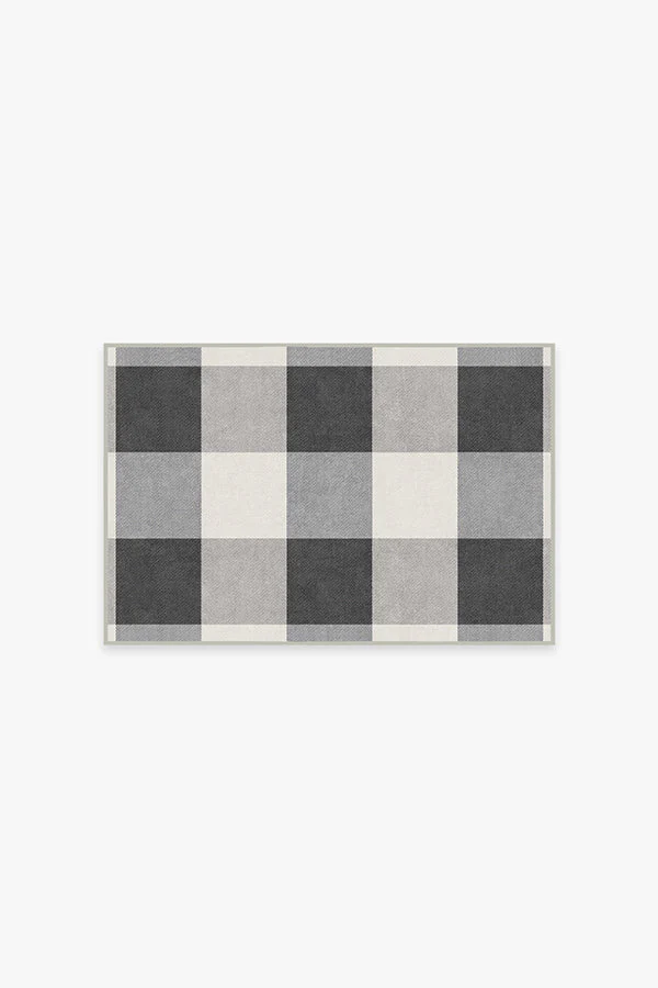 Buffalo Plaid Black & White Flatwoven Rug