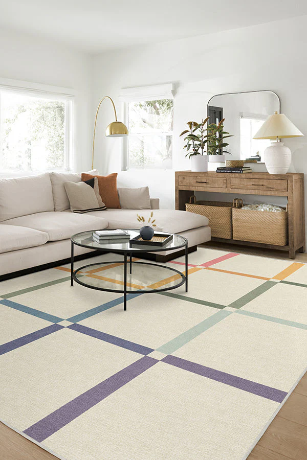 Joanna Ivory Rainbow Flatwoven Rug by The Home Edit