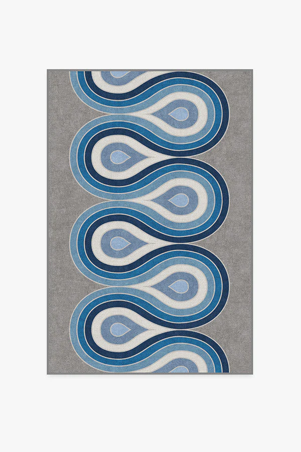 Milano Blue Steel Flatwoven Rug by Jonathan Adler