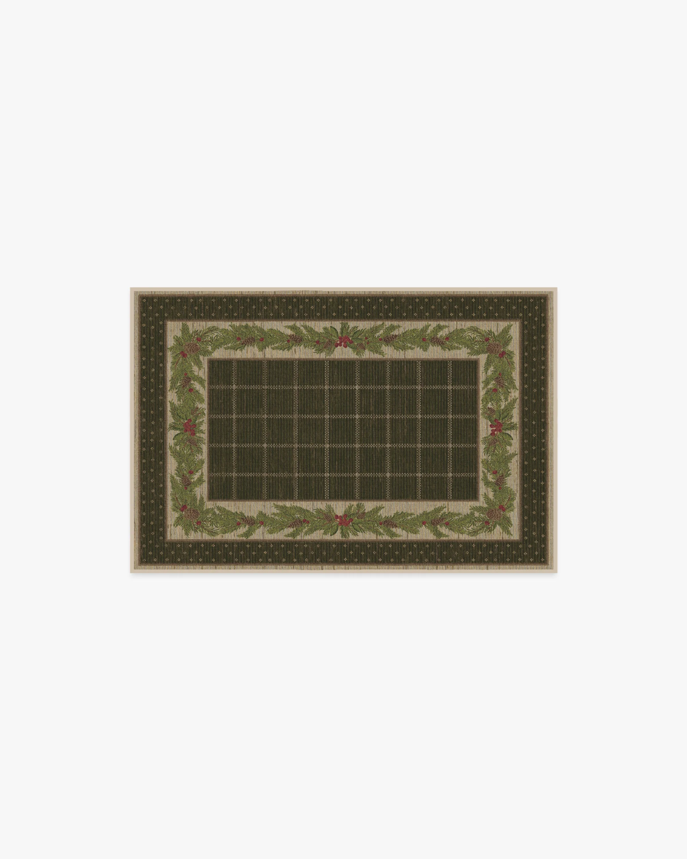 Pine Border Dark Olive Rug