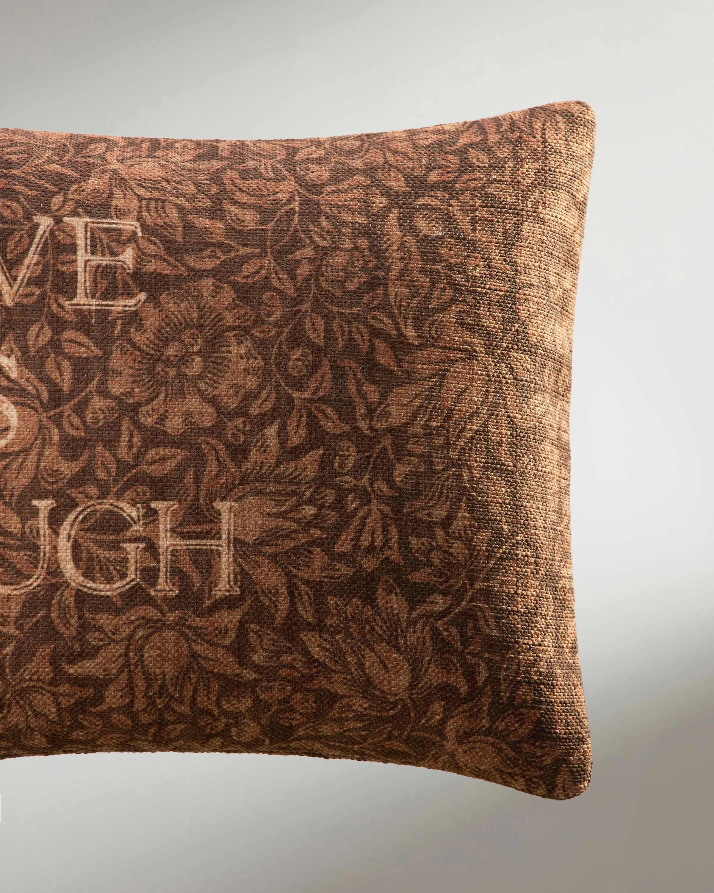 Mallow Vintage Rust Woven Lumbar Throw Pillow by Morris & Co.
