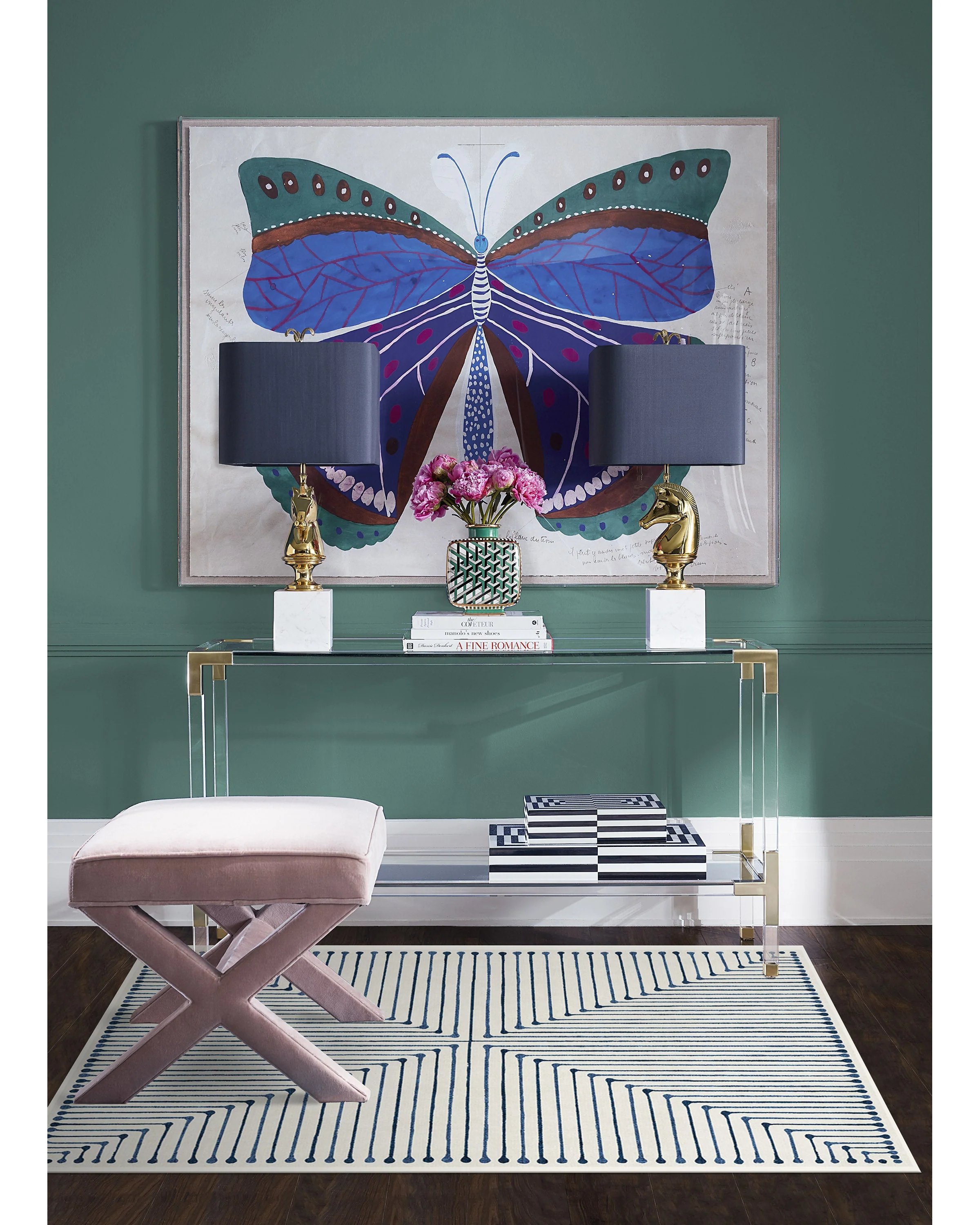 Inkdrop Slate Blue Rug by Jonathan Adler