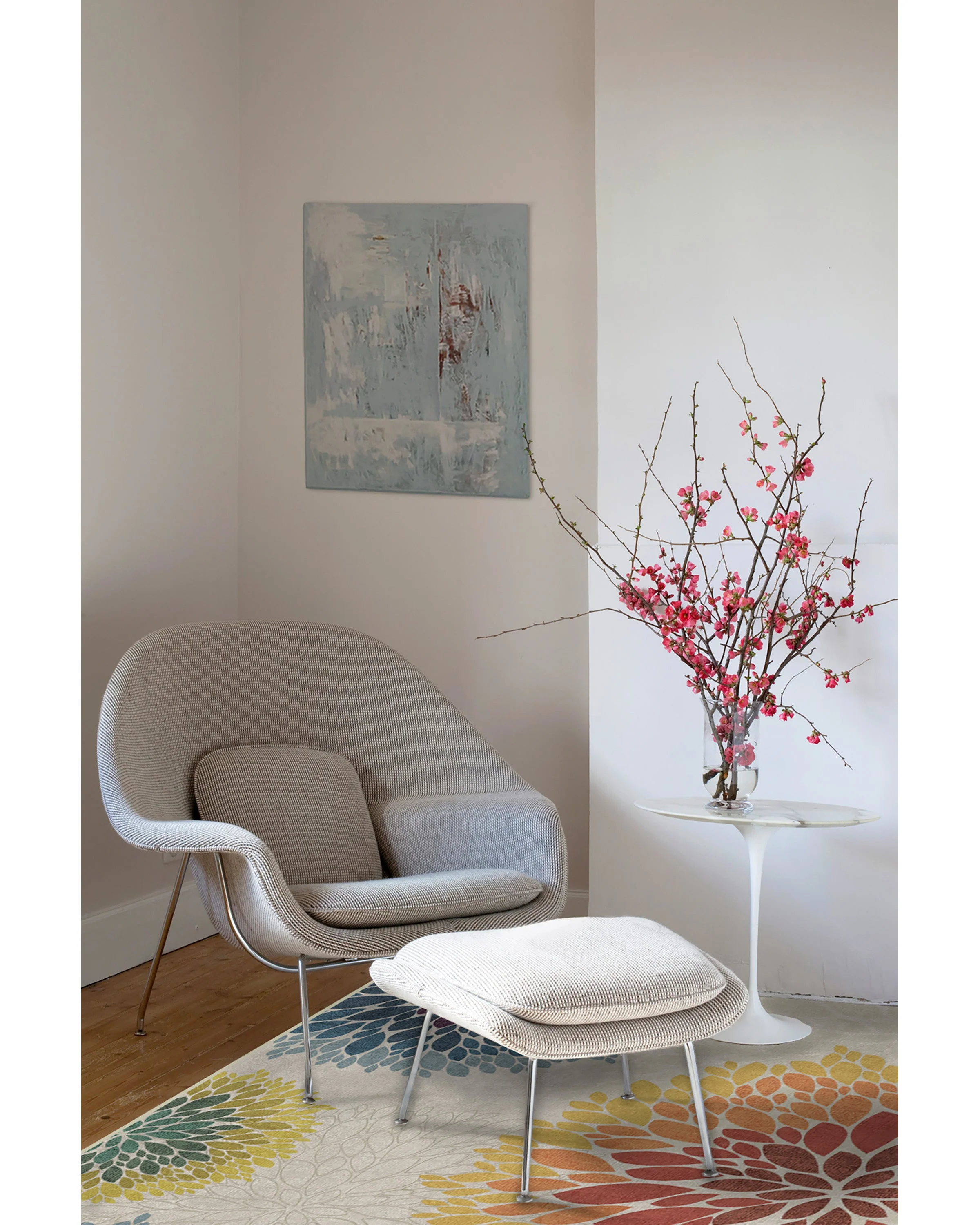 Floral Medallion Multicolor Flatwoven Rug