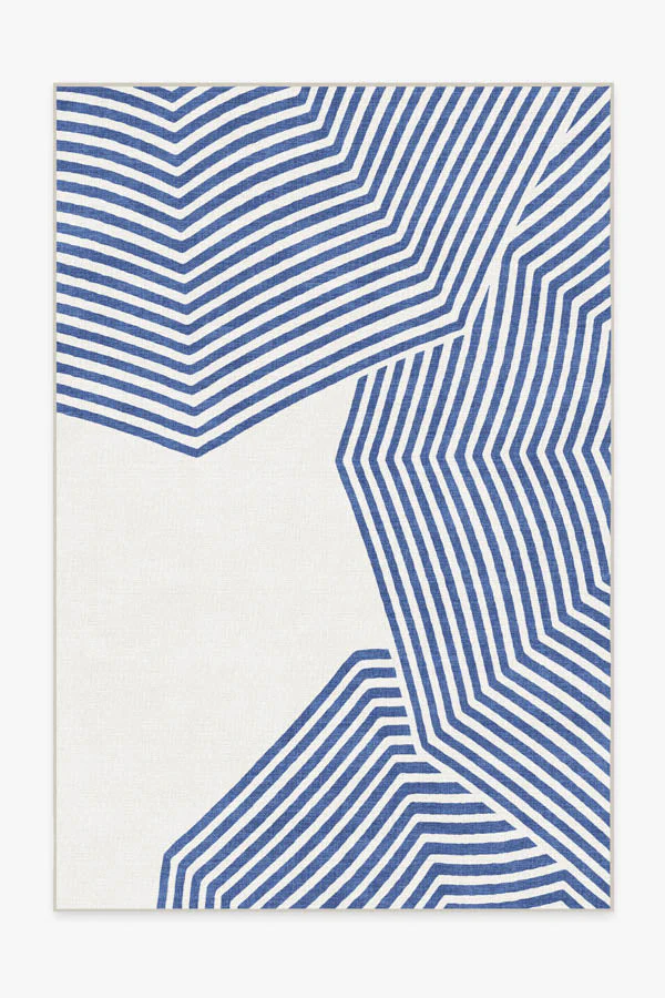 Beach Club Navy & Ivory Outdoor Rug by Gray Malin
